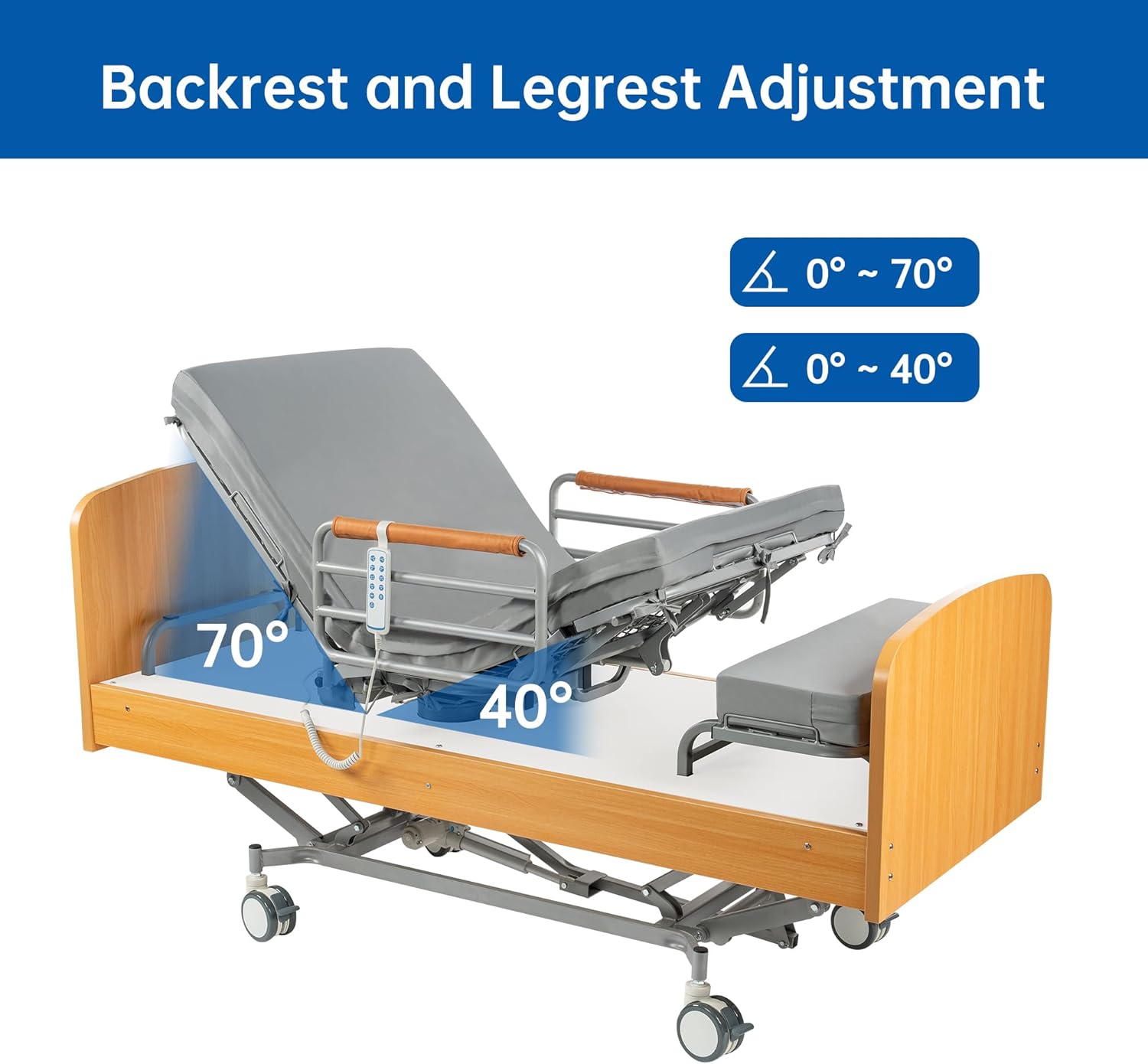 Rotating Multi-Functional Electric Hospital Bed, Rotates 90° From a Flat (Lying) Position to an Upright Seated Position, Making it Easy to Get Out of Bed. Easy Installation, 530 Lbs Capacity