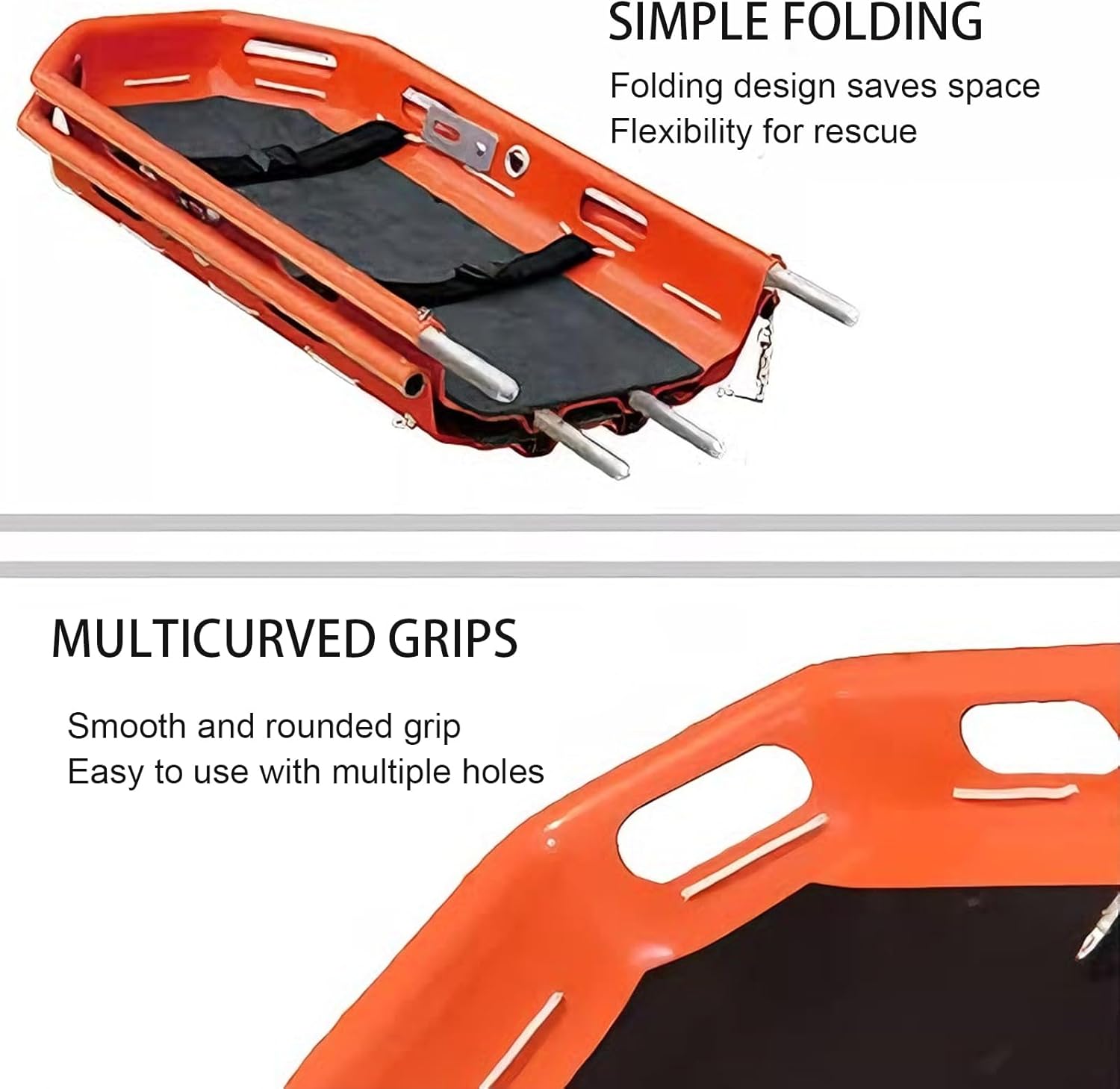 Medical Stretcher, Detachable and Foldable Medical, Medical Transport Equipment, Wear Material Equipped with Adjustable Foot Anchors for Patient Transfers