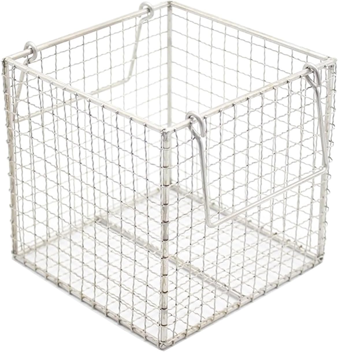Stainless Steel Square Washing Basket, Sterilisation Trays for Medical Instruments with Handles, Uniform Mesh, for Hospitals, Laboratories(35x35x20cm/13.8x13.8x7.9in)