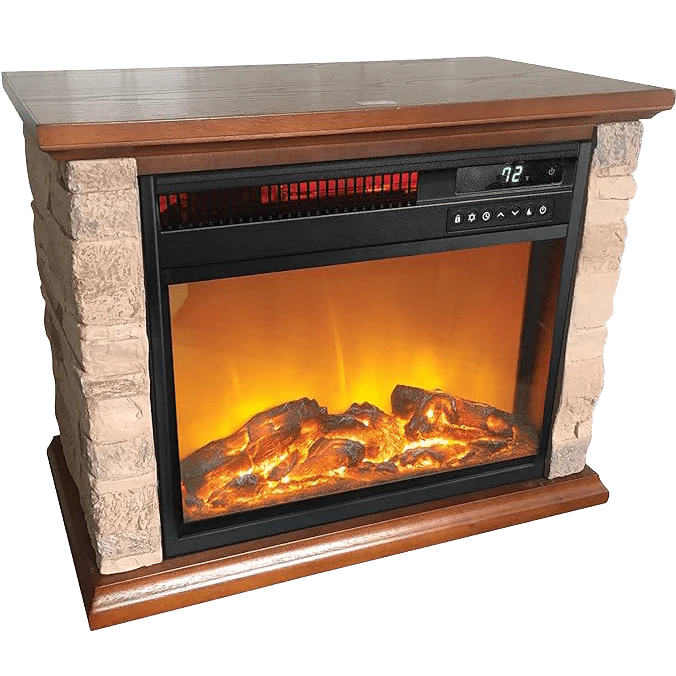 Lifesmart 3 Element Infrared Electric Fireplace with Faux Stone