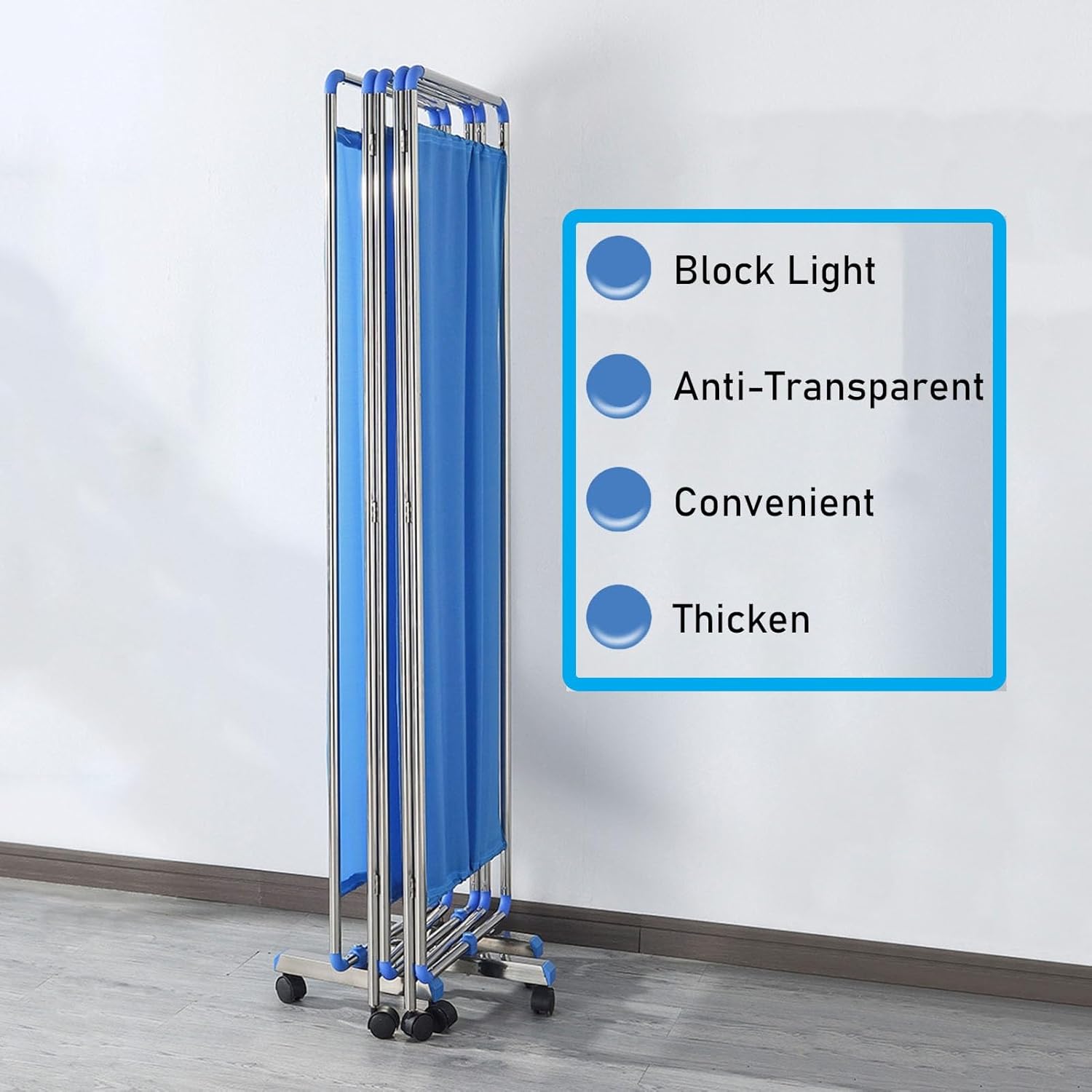 5-Panel Folding Privacy Screen with Wheels - 6ft High Room Divider for Hospitals, Offices, Beauty Salons - Portable Medical Partition - Color 2