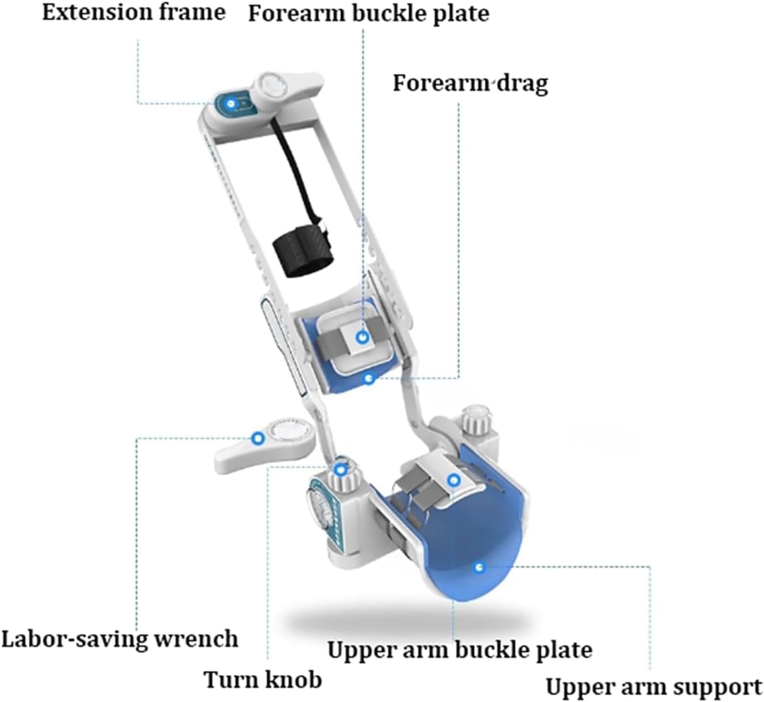 Elbow Joint Rehabilitation Device, Automatic Flexion and Extension Elbow Joint Trainer for Home Use, Double-Arm Structure for Left and Right Hand, Angle Adjustable