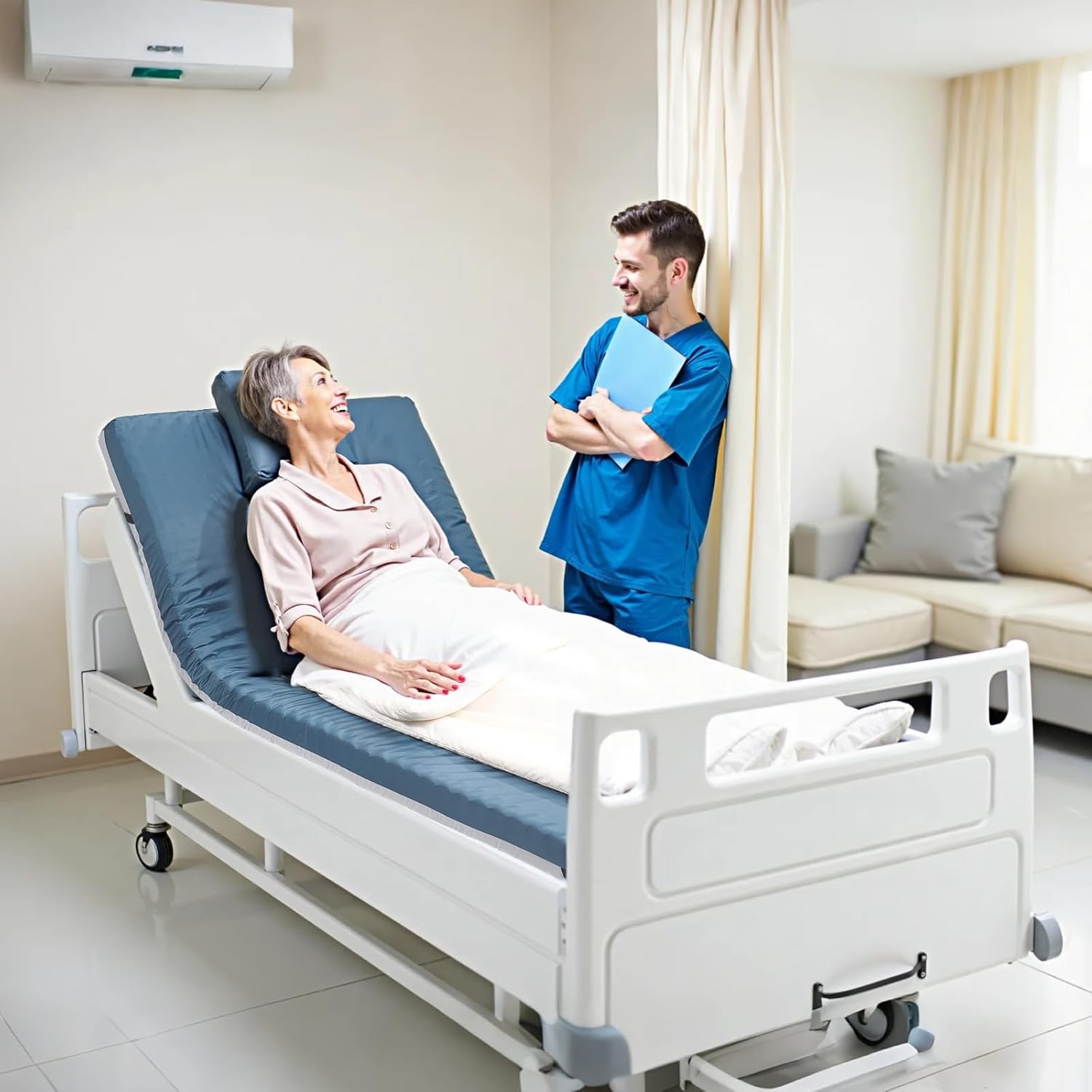 VEVOR Hospital Bed Mattress, 300 lbs Load, Long Term Care Pressure Redistribution Medical-Grade Dual Layer Foam Mattress, Waterproof for Bedsore Treatment Nursing Homes and Home Care, 34 x 76 x 3.5 in