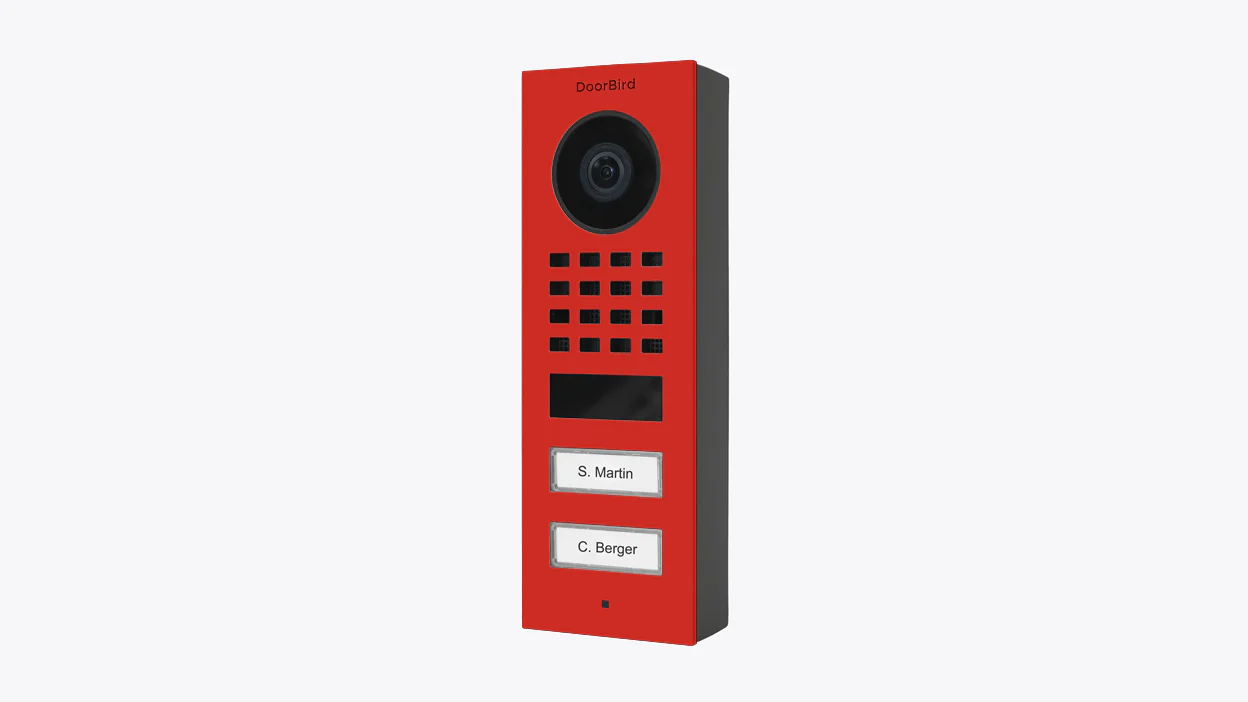 DoorBird D1102V Surface-Mount IP Video Door Station in Pure Red, RAL 3028