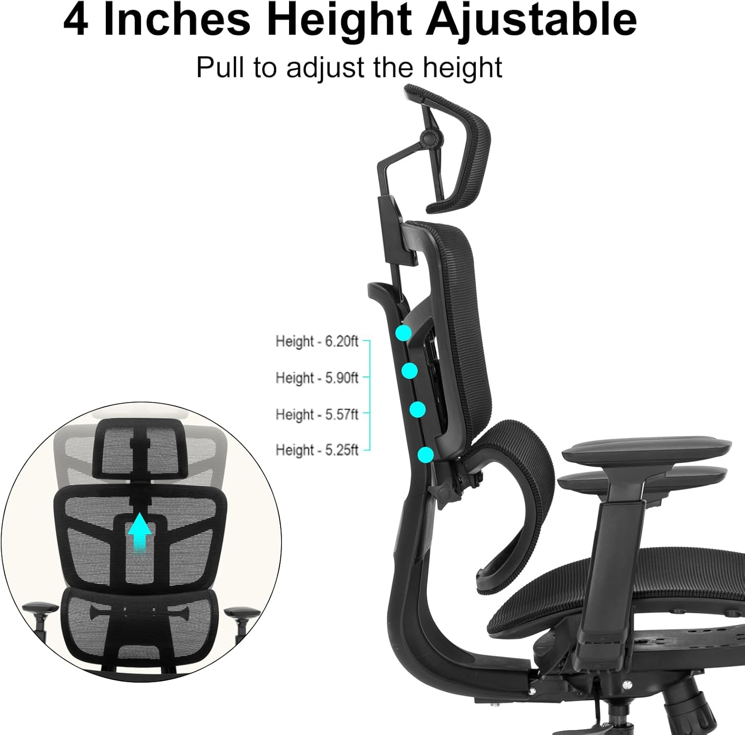 Ergonomic Office Chair, Desk Chair with Adjustable Height, Lumbar Support, High Back Mesh Computer Chairs with Flip up Armrests, Task Chairs for Home, Bedroom, Study, Dorm, Student, Adults Men Women