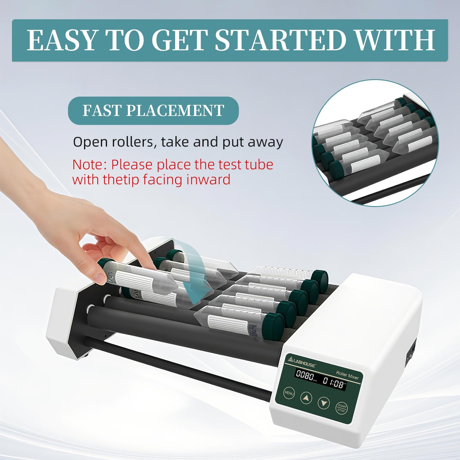 Digital Lab Tube Roller Mixer(High/Low Axis) Rocking Shaker 20-80RPM Timer Function,100-220V RM-6PRO