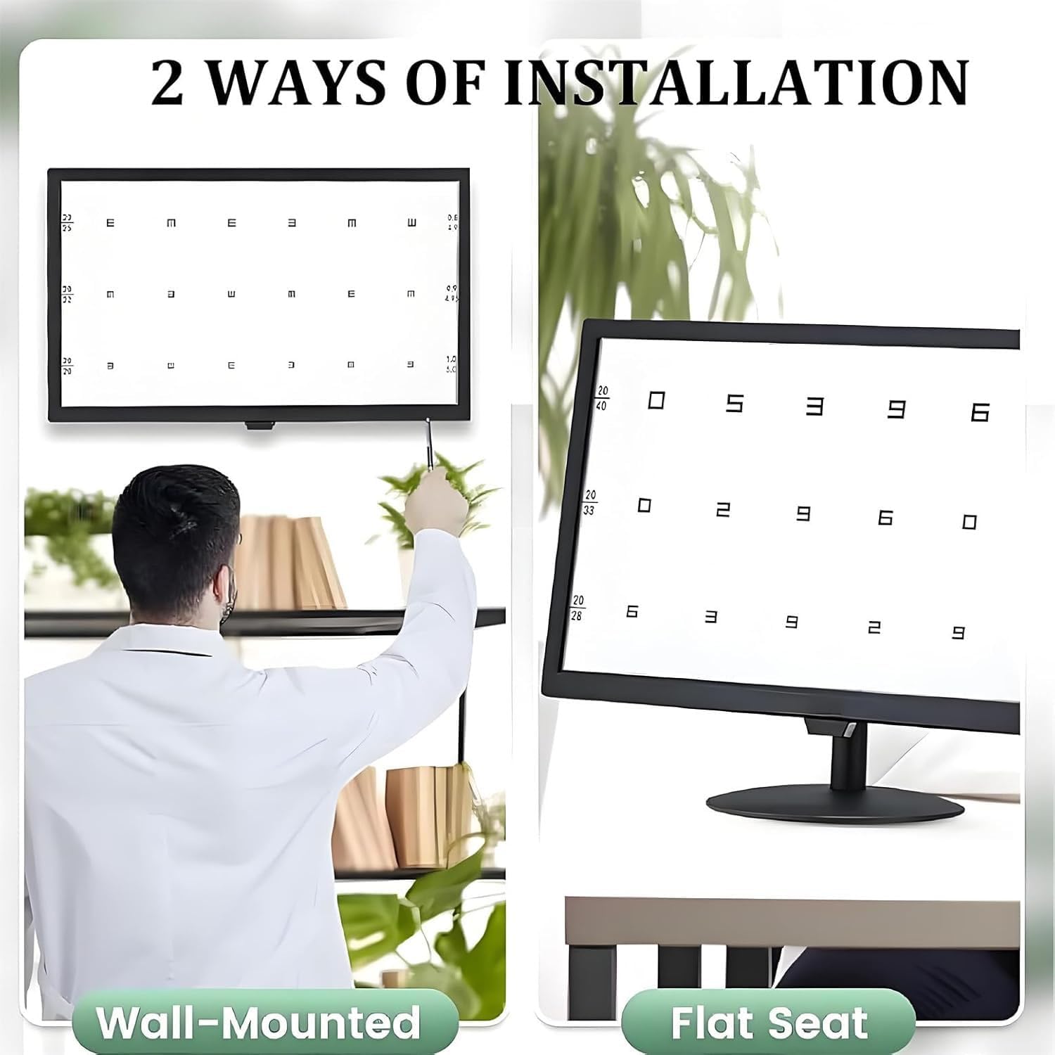 Electronic Vision Tester, LCD Digital Eye Chart with Remote Control and 300+ Visual Targets, 1-6.2m Adjustable Distance, Can Be Placed/Wall-Mounted for Home, Clinic Use