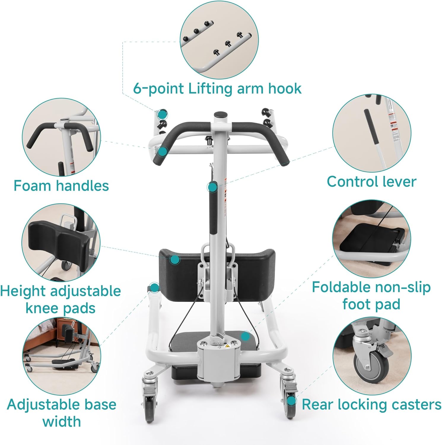 ELENKER Sit to Stand Patient Lift, Stand Up Patient Lift -Sit to Stand, Safely Sit, Stand or Transfer with Ease, with Transport Sling