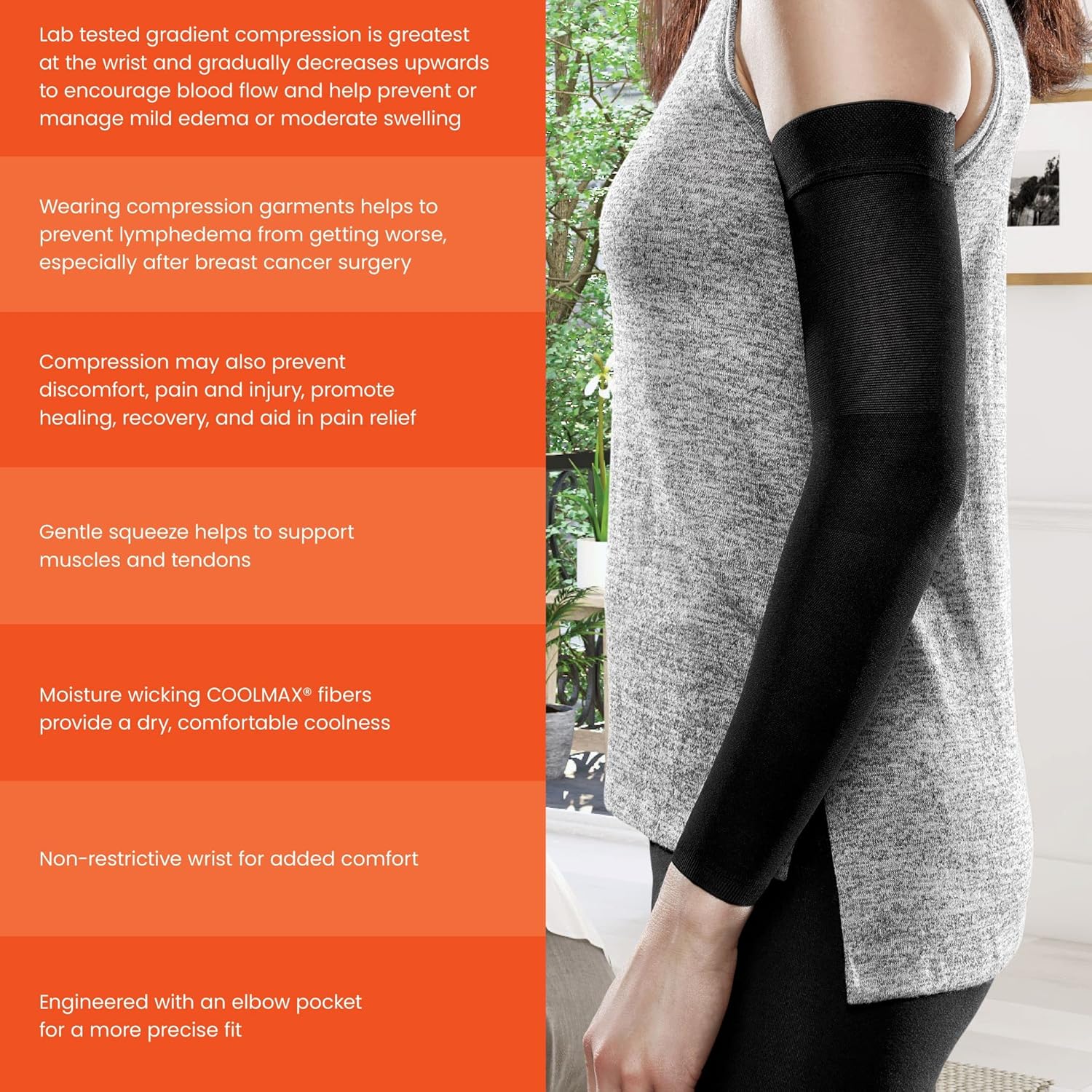 Ease Opaque Lymphedema Firm Arm Sleeve - Medium Long - Sand - 30-40 mmHg