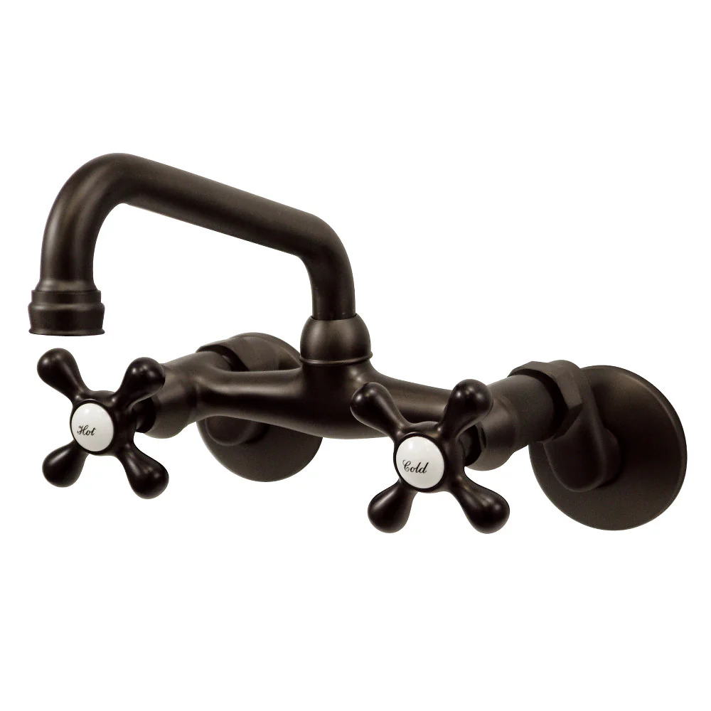 Kingston Brass Kingston Double-Handle Wall-Mount Bridge Kitchen Faucet, Oil Rubbed Bronze (KS213ORB)