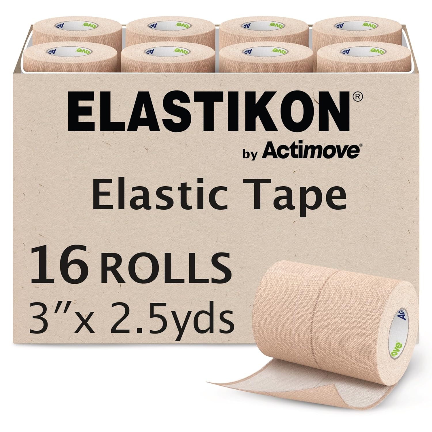 Elastic Athletic Tape - Provides Support for Sprains, Strains, Muscle Injuries - for Sport and Veterinary Applications - 3 in x 2.5 yd, Speedpack - 16 Rolls