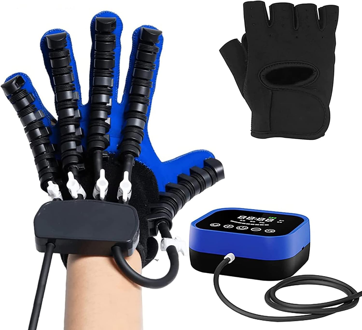 Rehabilitation Robot Gloves, Functional Finger Rehabilitation Trainer, for Stroke Hemiplegia Arthritis Hand Patients(Size:L Code,Color:Left Hand)