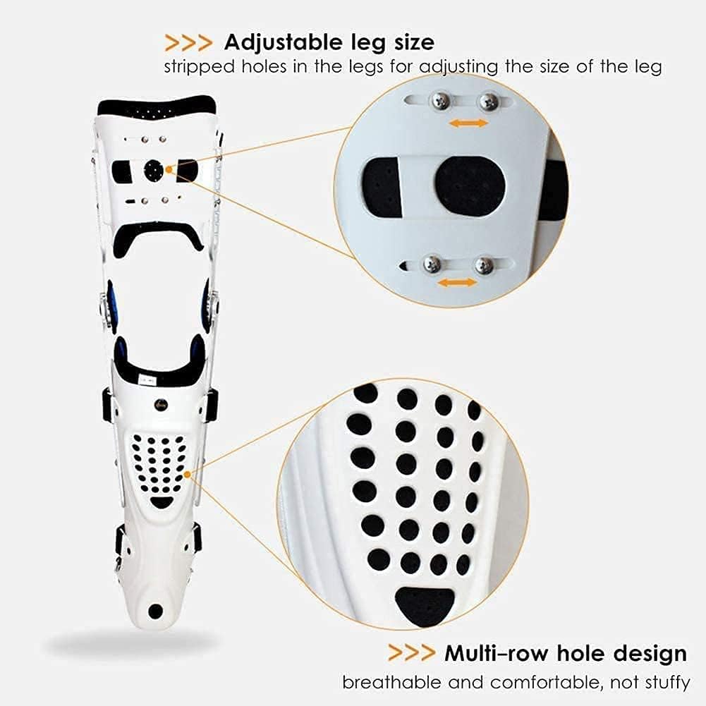 Hinged Knee Foot Support Brace,Adjustable Post Op Knee Support Orthosis Immobilizer Protector,Full Leg Stabilizer Knee Orthosis Splint 1004,Left