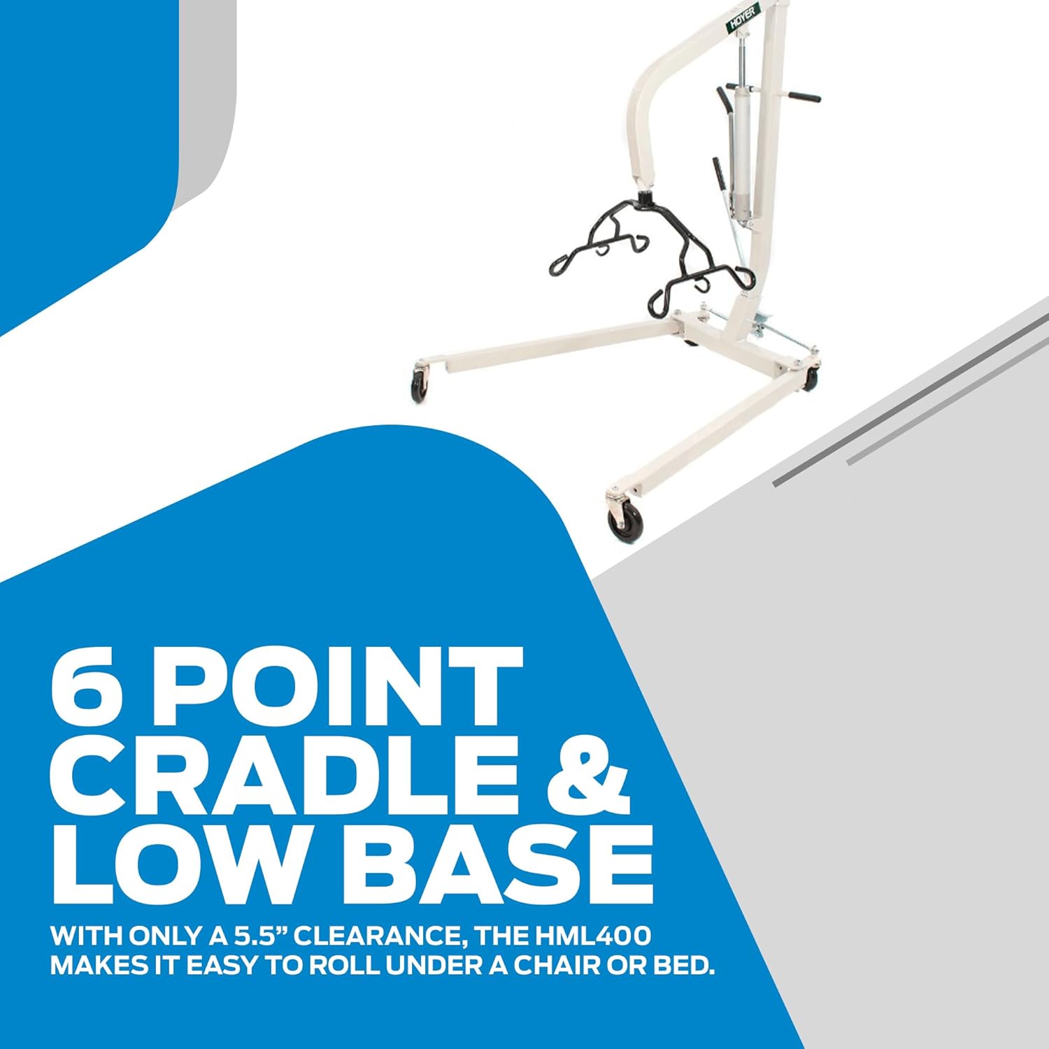 Hoyer Joerns HML400 Classic Manual Patient Lift with Pump Handle | Safe Working Load 400 lbs.| Ergonomic Pump Handle | Adjustable U-Base