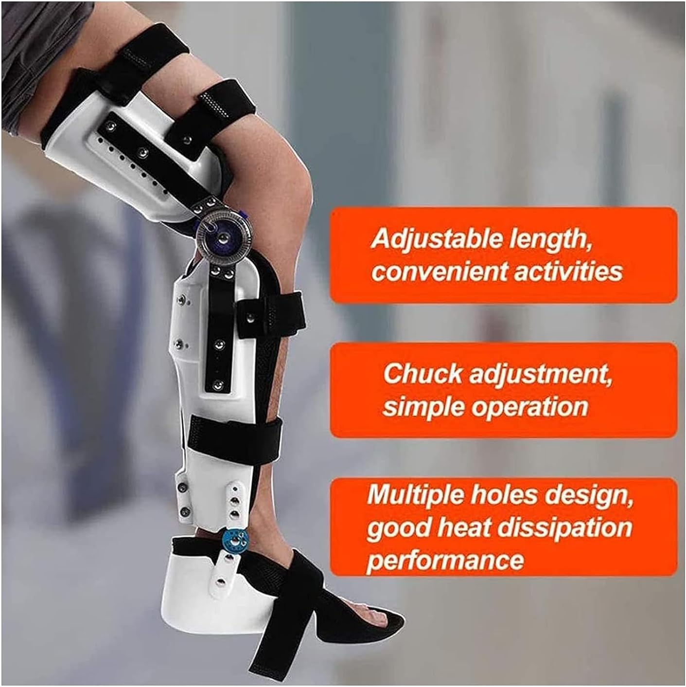 Adjustable Hip Joint Fixation Bracket, Adjustable Hip Knee Ankle Foot Supports Brace Reusable Hip Knee Ankle Foot Orthosis Braces, Hinged Knee Supports Stabilization Thigh Knee Joint Ankle Foot Fixed
