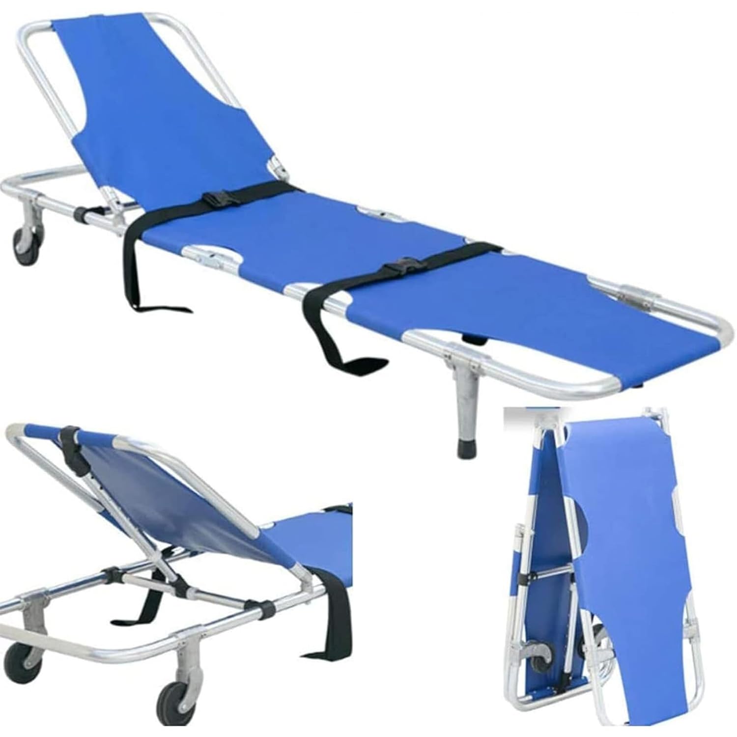 Portable Folding Stretcher with Aluminum Alloy Frame, Emergency Rescue Bed, 350lbs Capacity, for Clinic, Home & Outdoor Use