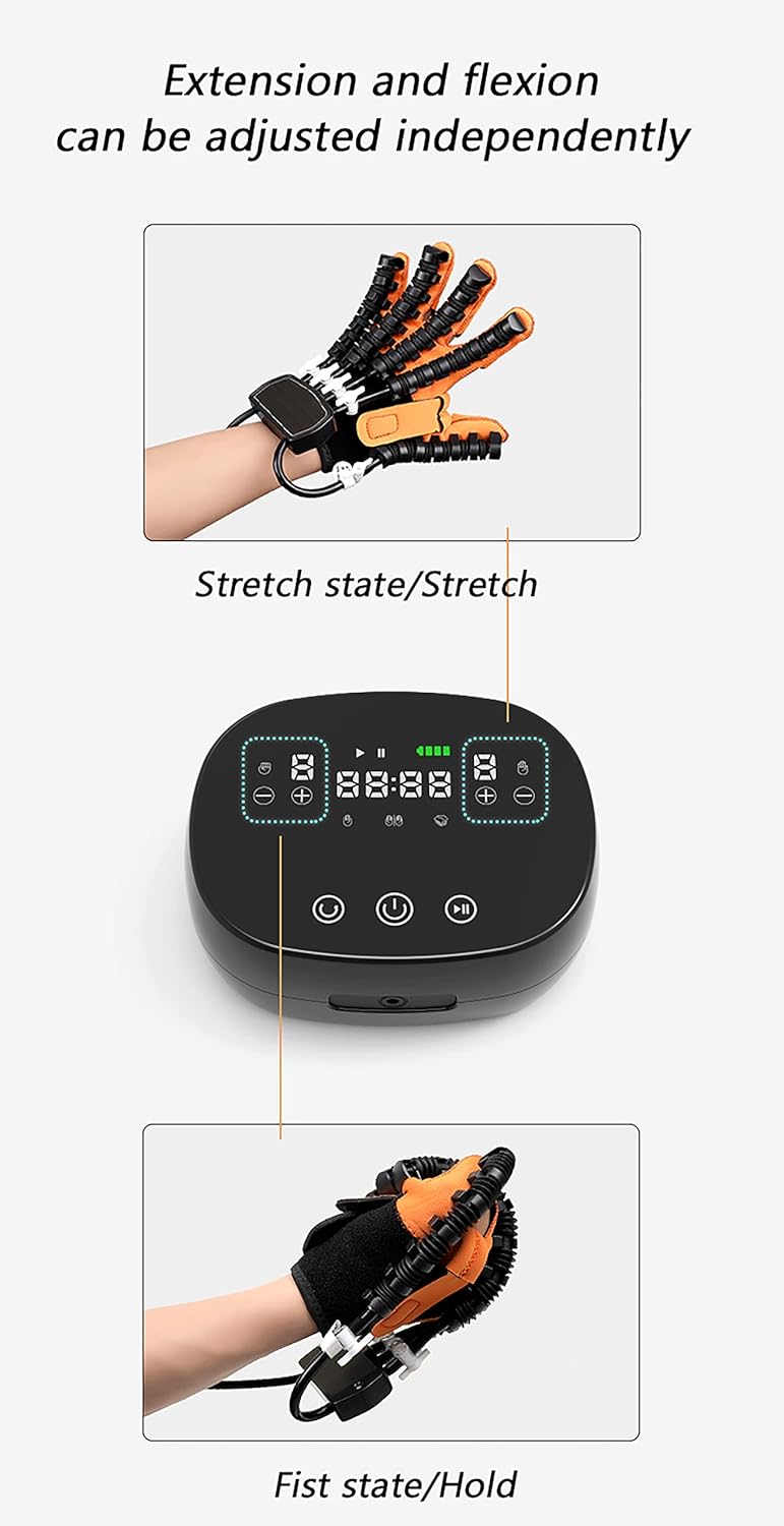 Finger Rehabilitation Trainer Robot Gloves, Stroke Hemiplegia Rehabilitation Training Equipment, Self Trainer, Long-Term Relief Finger Cramps(Size:L Code,Color:Right Hand)