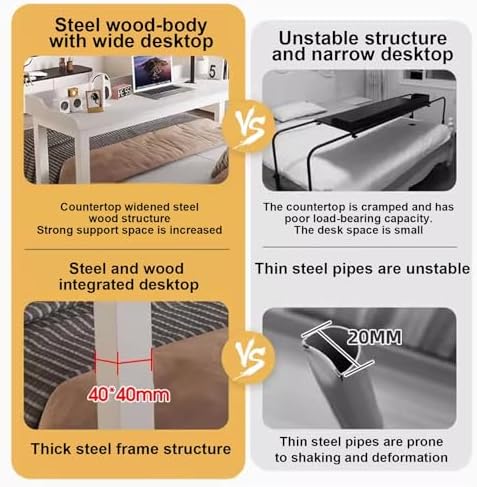 Rolling Overbed Table with Wheels - Multi-Functional Laptop Cart & Bar Table for King Size Beds - Perfect for Dining, Working, Relaxing & Portable Use