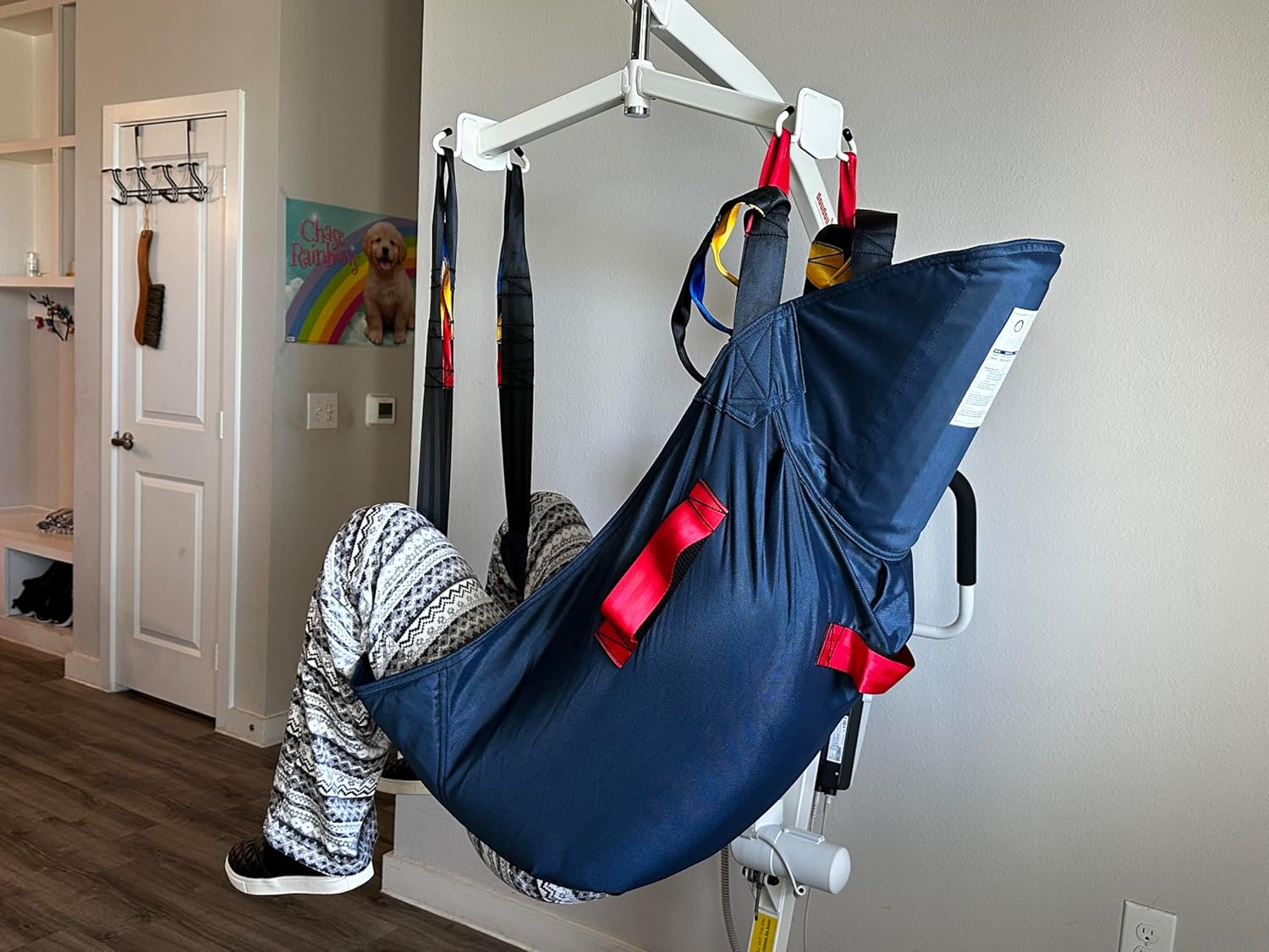 doudouX 3-in-1 Electric Patient Lift for Home use and car Transfer, with Luxury High-Back Full-Body Sling