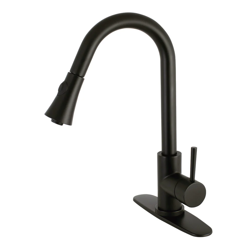 Kingston Brass Gourmetier Concord Single-Handle Pull-Down Kitchen Faucet, Matte Black (LS8720DL)