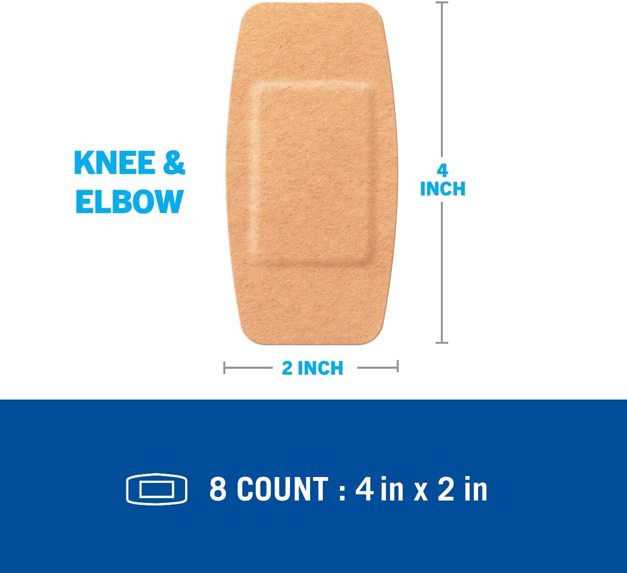 Nexcare Soft 'n Flex Knee & Elbow Bandages, Flexible Fabric, 2 in x 4 in, 8 Count (Pack of 24, 192 Total)