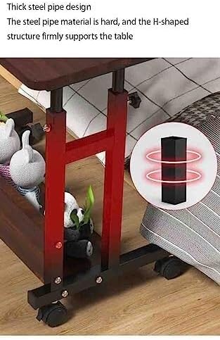 Overbed Table with Wheels, Adjustable Bedside Movable Table, Multifunctional Computer Desk for Hospital and Home Use(80 * 40cm)