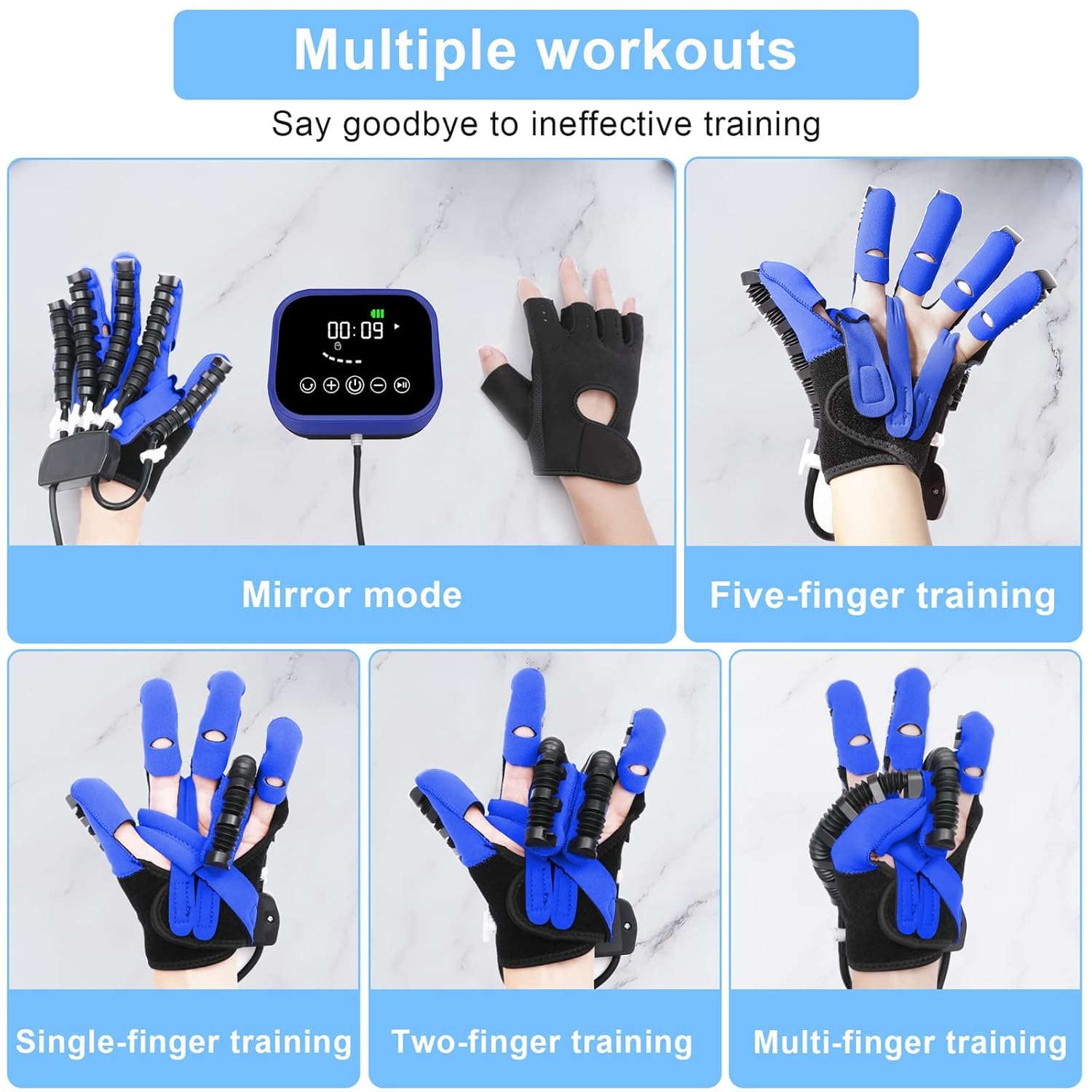 (Left+Right) Rehabilitation Robot Gloves Upgrade Hemiplegia Hand Stroke Recovery Equipment with USB Chargeable and Strength Adjustment