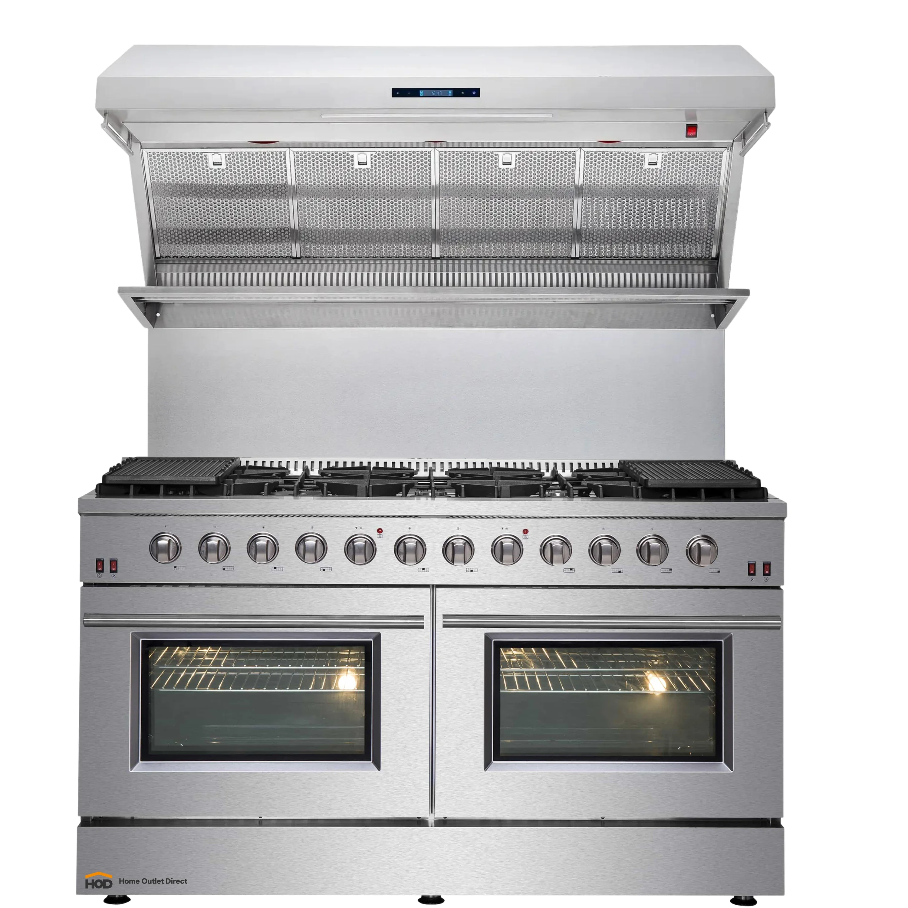 Forno 2-Piece Appliance Package - 60-Inch Gas Range and Wall Mount Range Hood in Stainless Steel