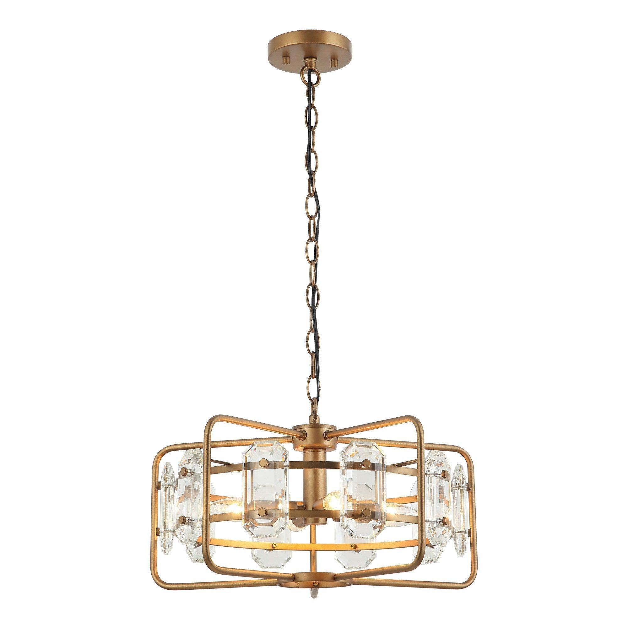 Parrot Uncle 4-Light Golden Modern Crystal Island Pendant Light (HLH-27137-4A-GD)