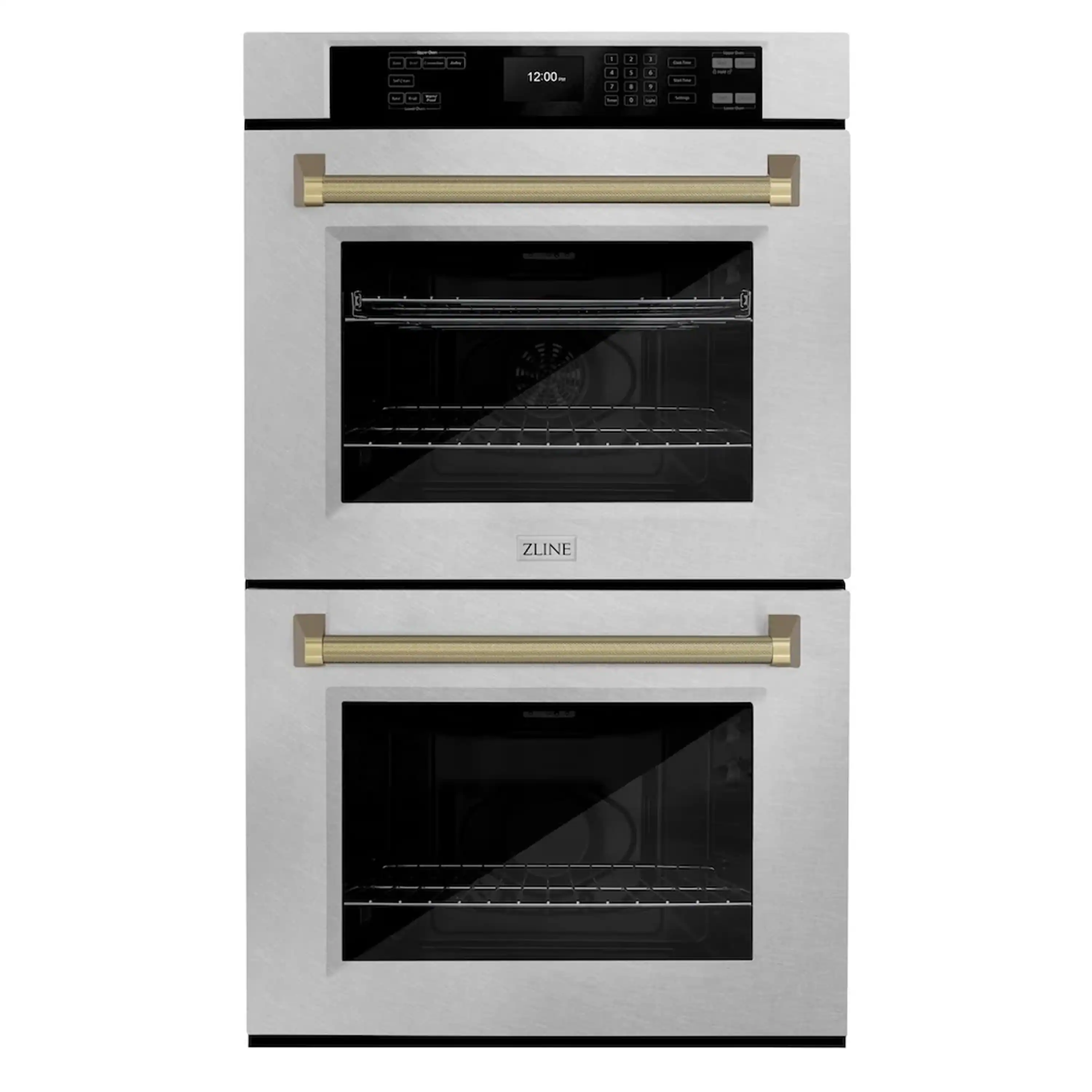 ZLINE Autograph 30-Inch True Convection Double Wall Oven in Satin Steel with Bronze Helix Handles (WADSZ-30-KCB)