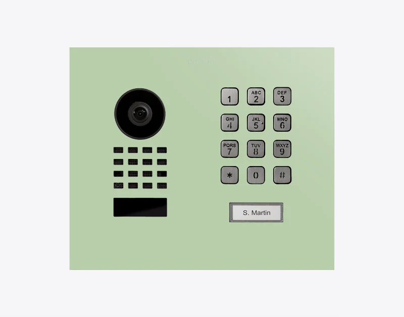DoorBird D1101KH Modern Flush-Mount IP Video Door Station in Pastel Green, RAL 6019