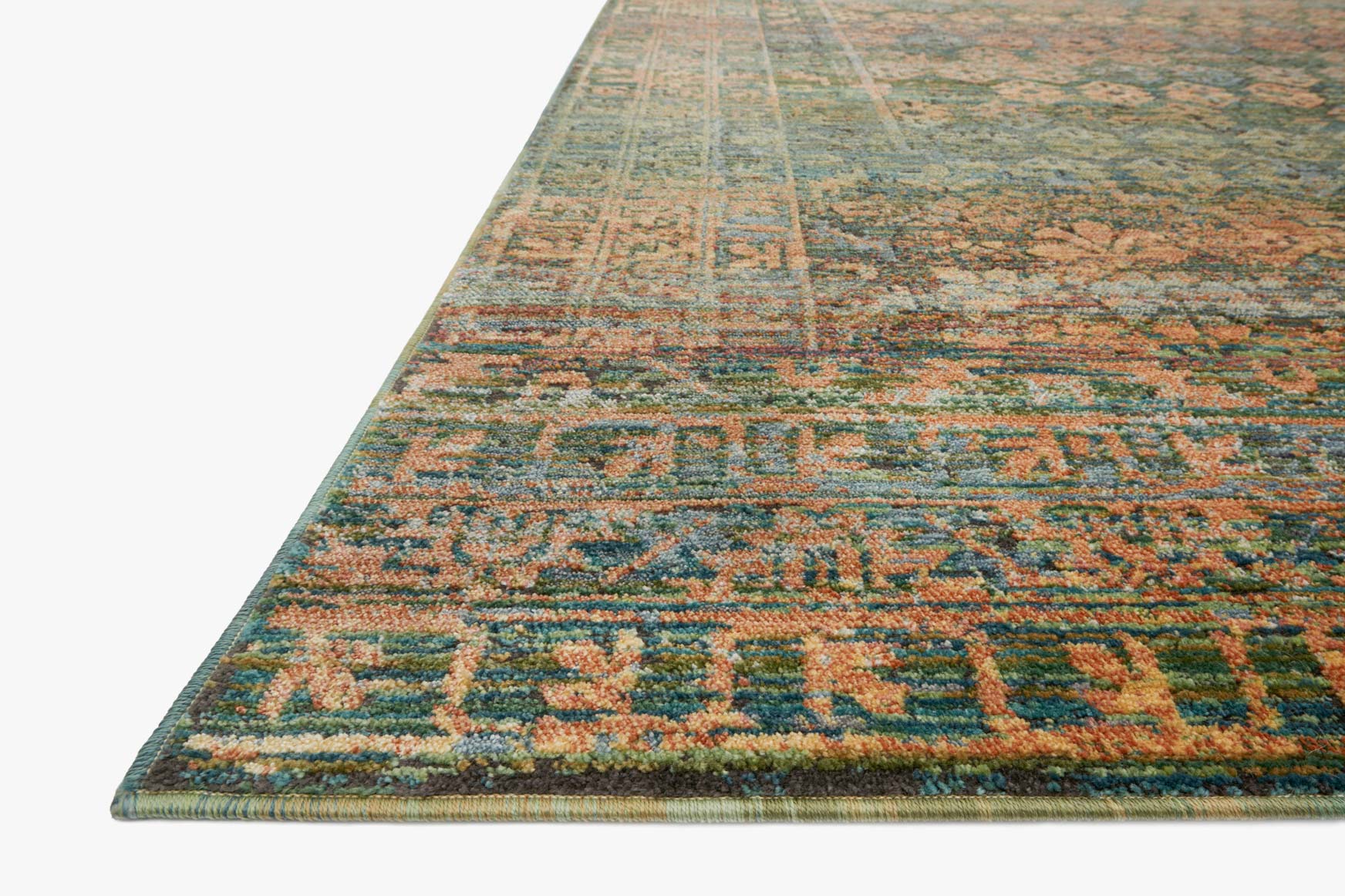 Loloi Javari Collection - Contemporary Power Loomed Rug in Lagoon & Fiesta (JV-03)
