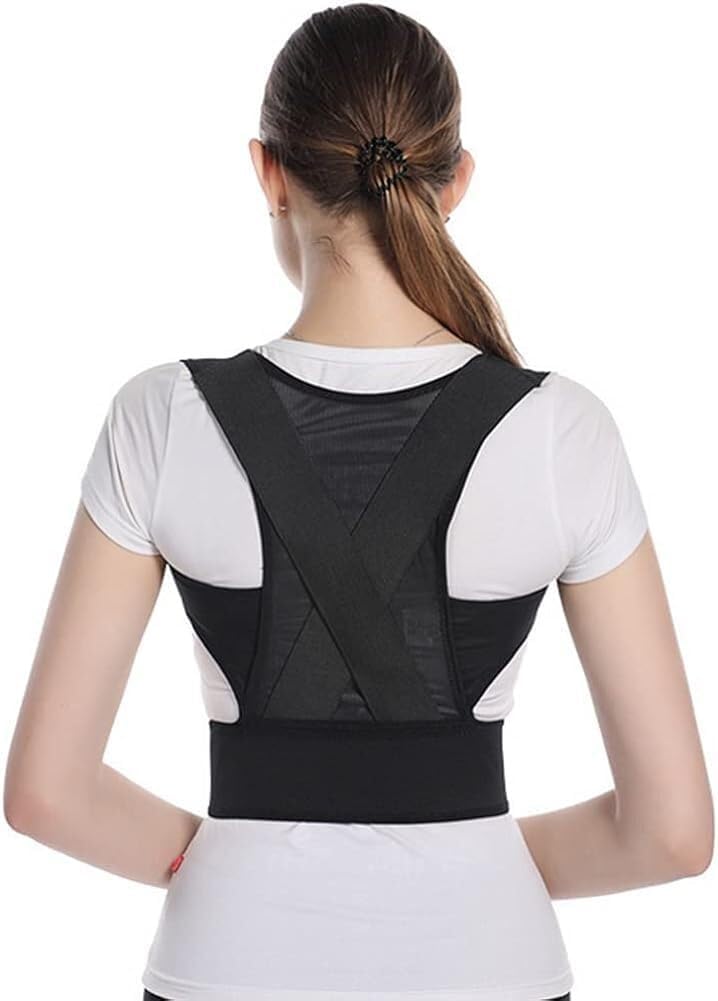 Posture Corrector Posture Corrector Adjustable Men and Women,Spinal Lumbar Support Back Brace Straightener for Neck,Back and Shoulder Pain Relief Back Posture (Color : Black, Size :