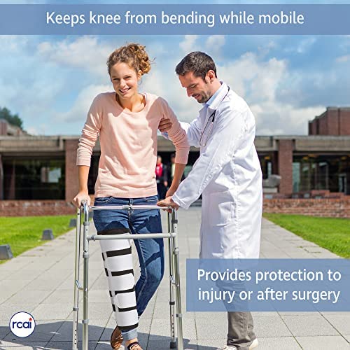 Economy Knee Immobilizer Brace | Lightweight Ergonomic Fit & Moisture Wicking Padding, Adjustable Post Op Knee Support, Medical Grade Full-Leg Brace Stabilizer Fits Up to 29” Thighs