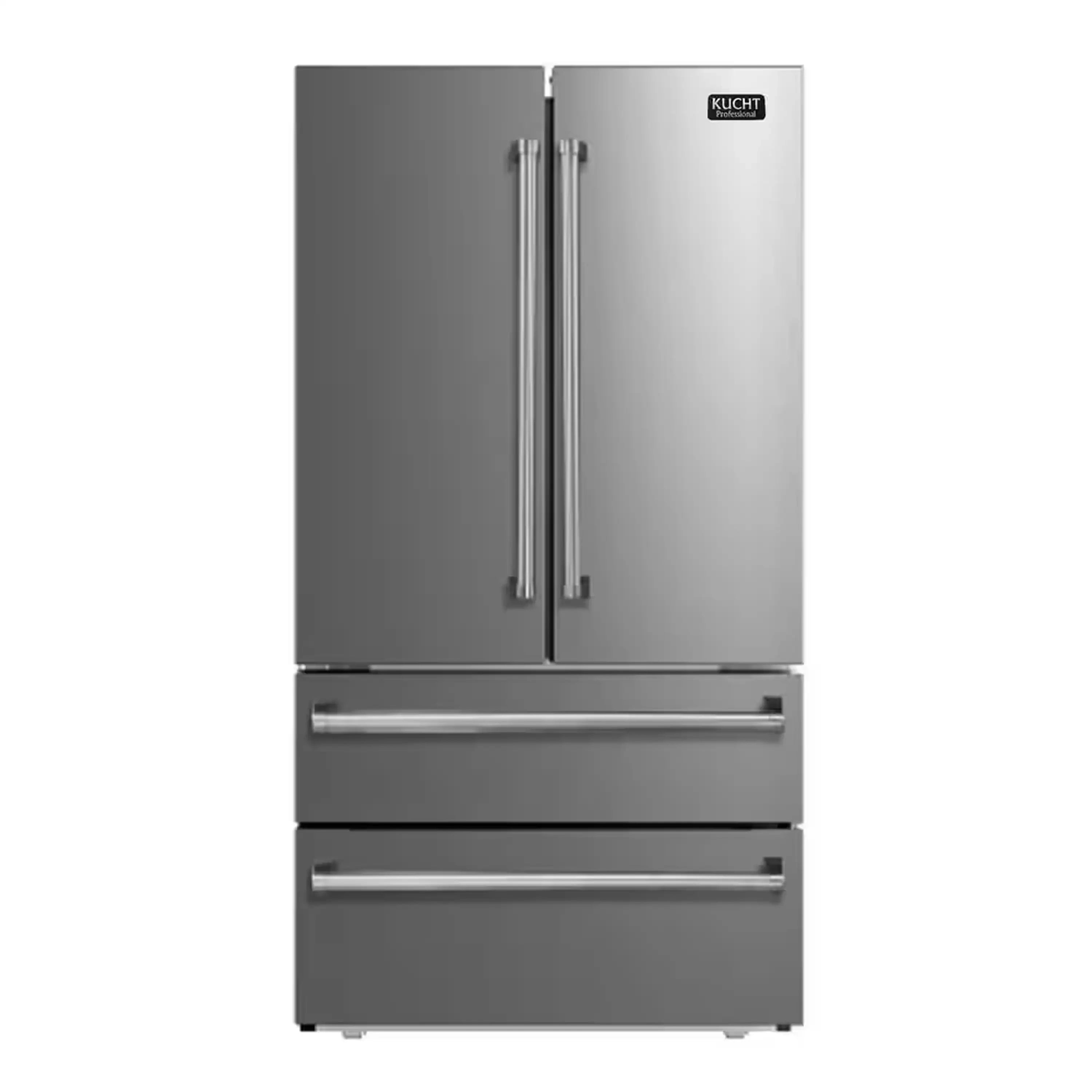 Kucht 36-Inch Counter Depth 22.5 cu. ft. French Door Refrigerator with Ice Maker in Stainless Steel (KR700i)