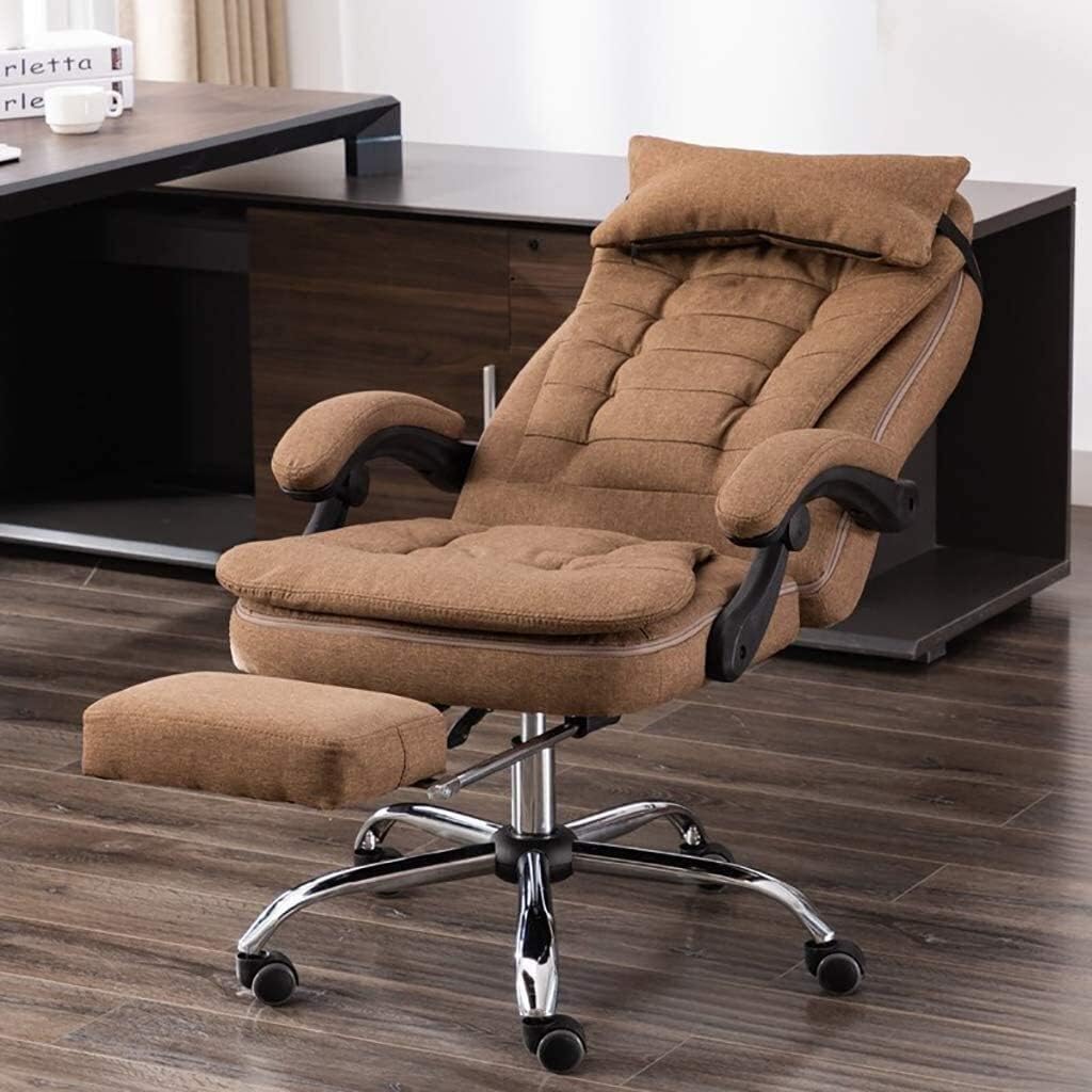 High-Back Leather Executive Swivel Adjustable Swivel Office Desk Chair with Armrests Lumbar Support Desk Ergonomic Chair Chair Home Office Chair Winter and Summer Dual-use,Brown