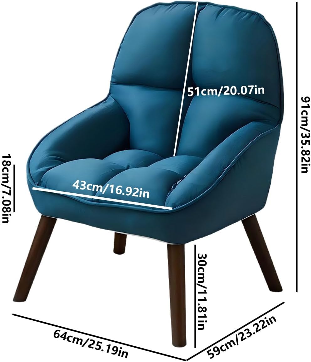 Ergonomic Lounge Chair for Bedroom, Dual-Zone Support Sofa with Soft Linen Cotton Blend and Padded Armrests, Comfortable Single Seater Accent Chair for Living Room