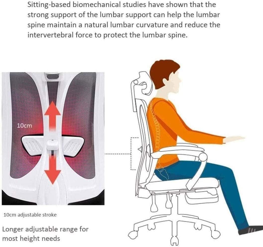 Mesh Office Chair Ergonomic Office Chair Computer Desk Chair, Mesh Seat and Back, Wide Headrest, Adjustable Lumbar Support and 3D Armrest (D One Size)