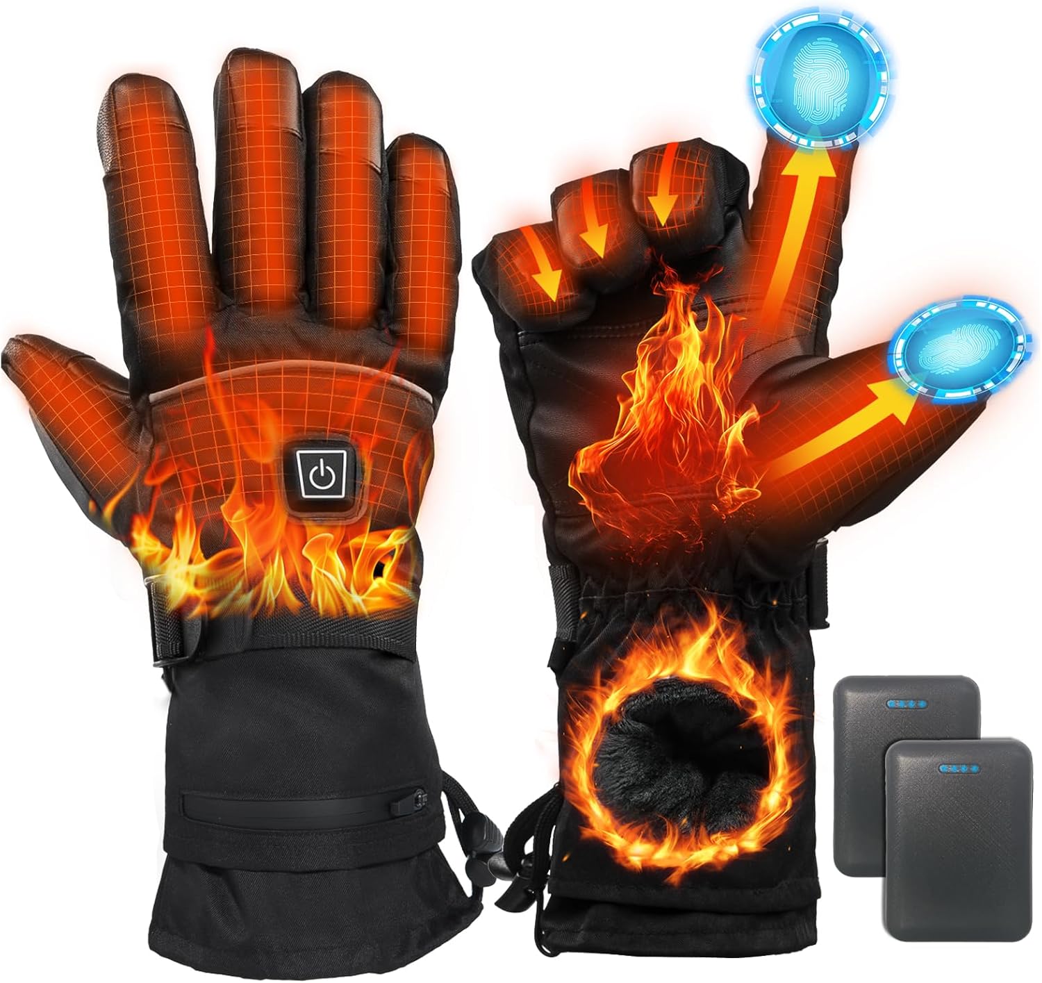 Heated Gloves for Men Women - 5000mAh Rechargeable Heated-Gloves with Touchscreen Waterproof, Upgrade Non-Slip Electric Heating Glove for Winter Outdoor Cycling Camping Skiing Fishing Hiking Hunting