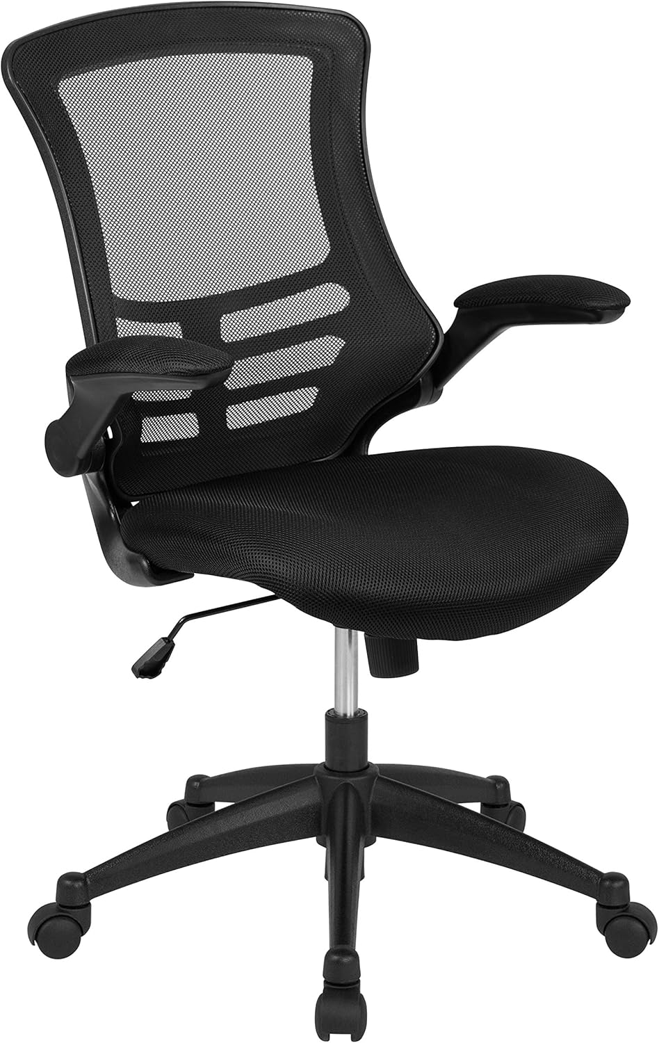 Flash Furniture Set of 8 Mid-Back Swivel Ergonomic Task Office Chairs with Flip-Up Arms, Black Mesh