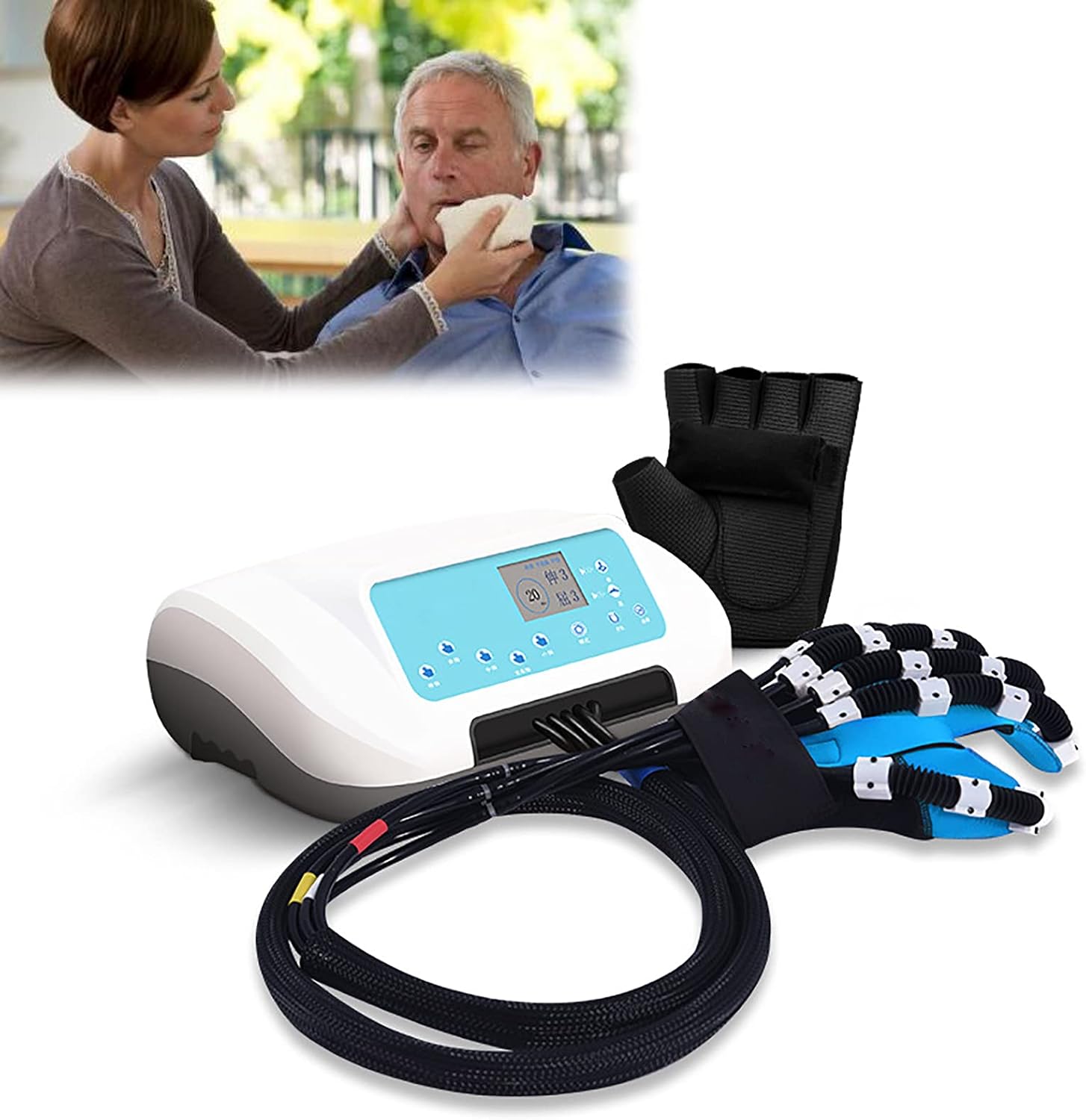 Rehabilitation Robot Gloves Finger Orthoses Nerve Massager, Functional Hand Splint for Long-Term Relief,Left,M