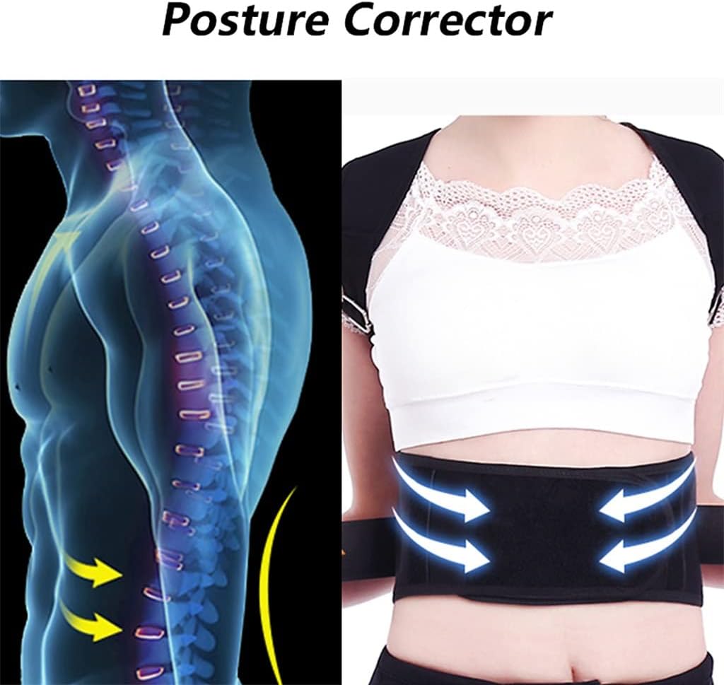 Back Waist Posture Adjustable Adult Belt Trainer Shoulder Lumbar Brace Spine Support Vest(L)