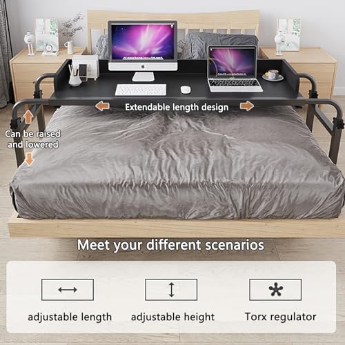 Foldable Table Tray Bedside Laptop Table Home Bed Simple Desk Folding Mobile，Overbed Hospital Table with Wheels Adjustable Height Swivel Bedside Cart Laptop Desk for Home Use Perfect for Hos