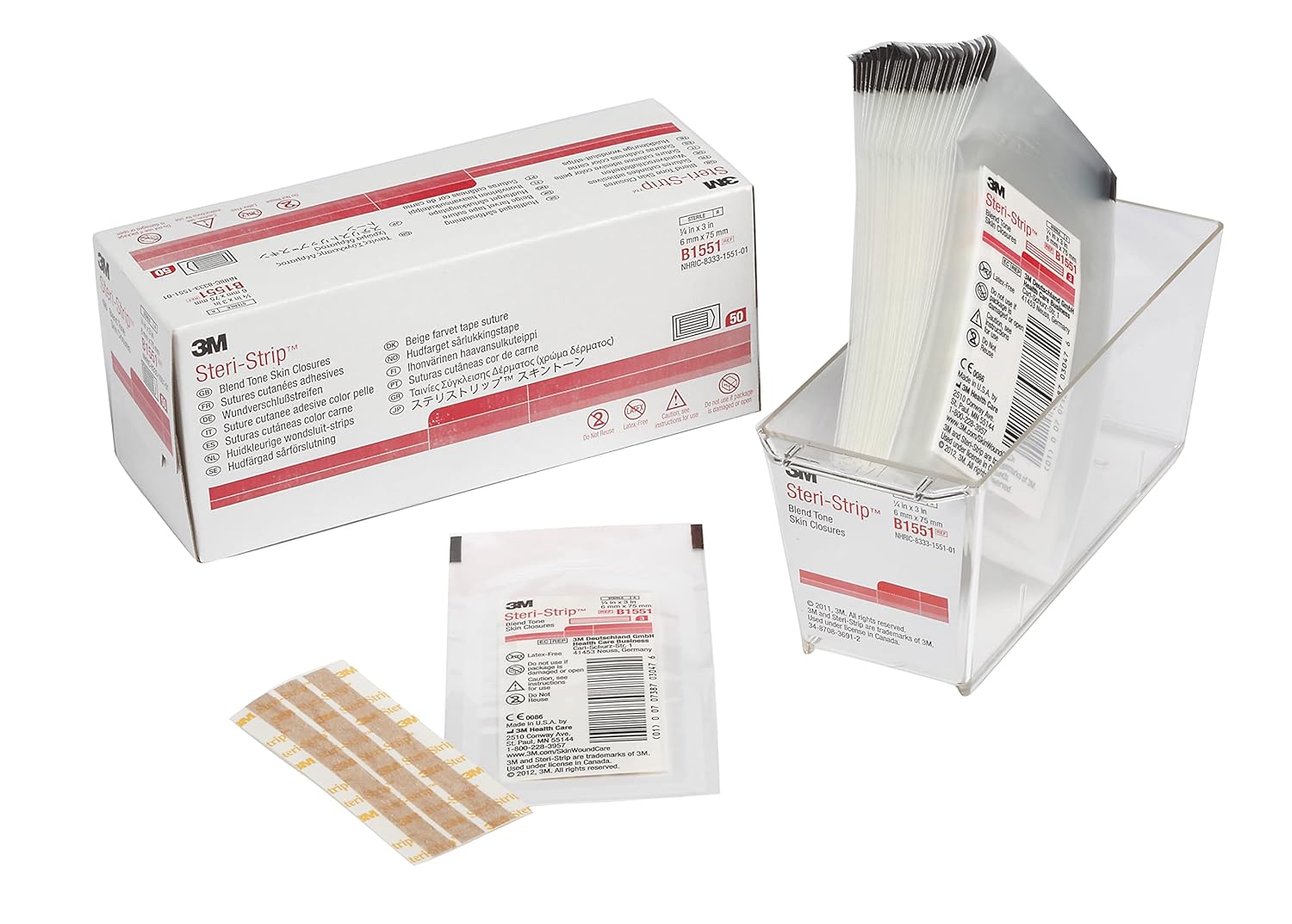 3M™ Steri-Strip™ Blend Tone Skin Closures, B1551, 1/4 in x 3 in, 50 Bag/Carton, 4 Carton/Case