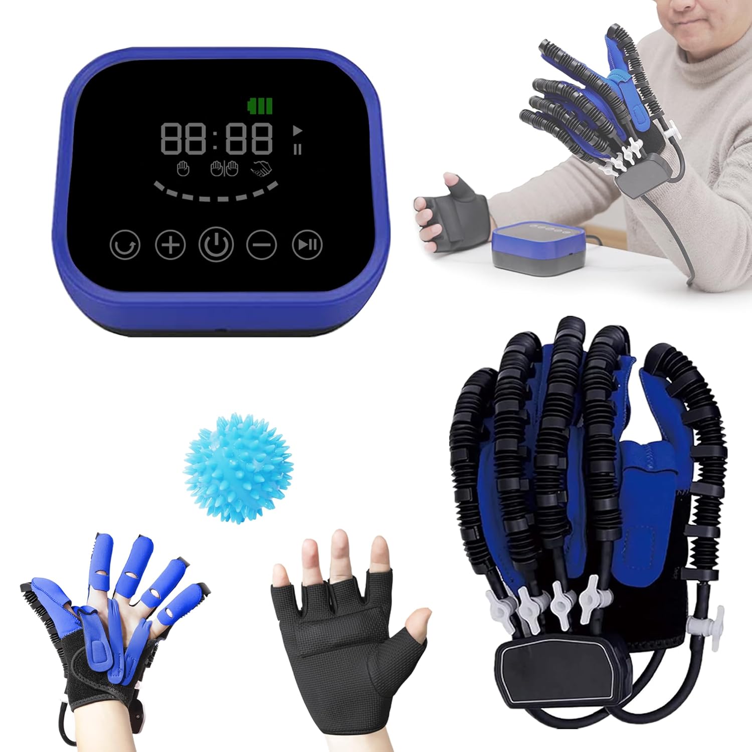 Finger And Hand Function Rehabilitation Trainer Robot Rehab Gloves,Recovery Exercise Equipment For Arthritis Stroke Hemiplegia Patient,Stroke Rehabilitation Aids (Left hand-XL)