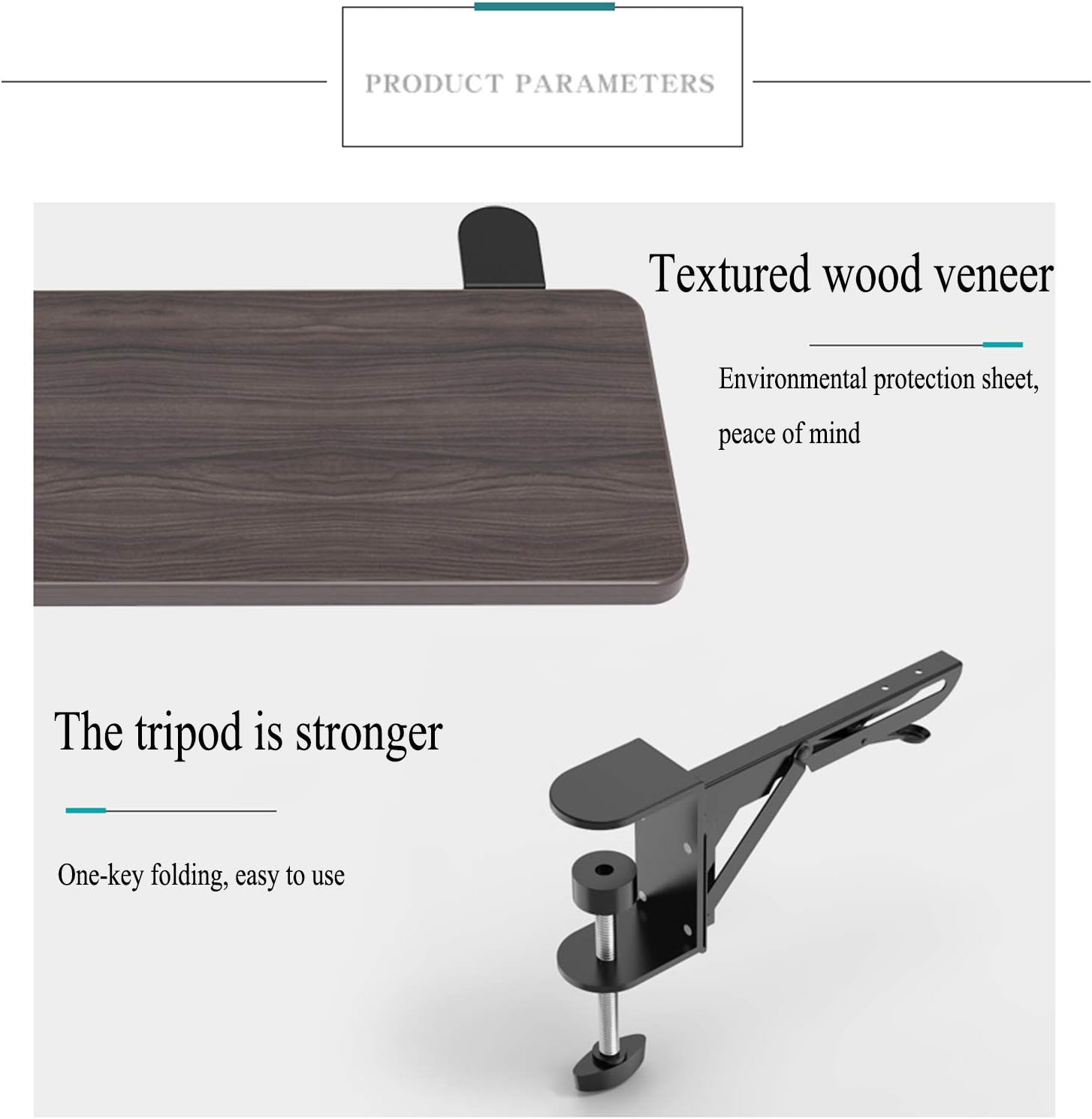 Solid Wood Table Extension Ergonomics Keyboard Tray Clamp Computer Arm Rest Support Adjustable Angle Armrest Shelf Stand, Arc,