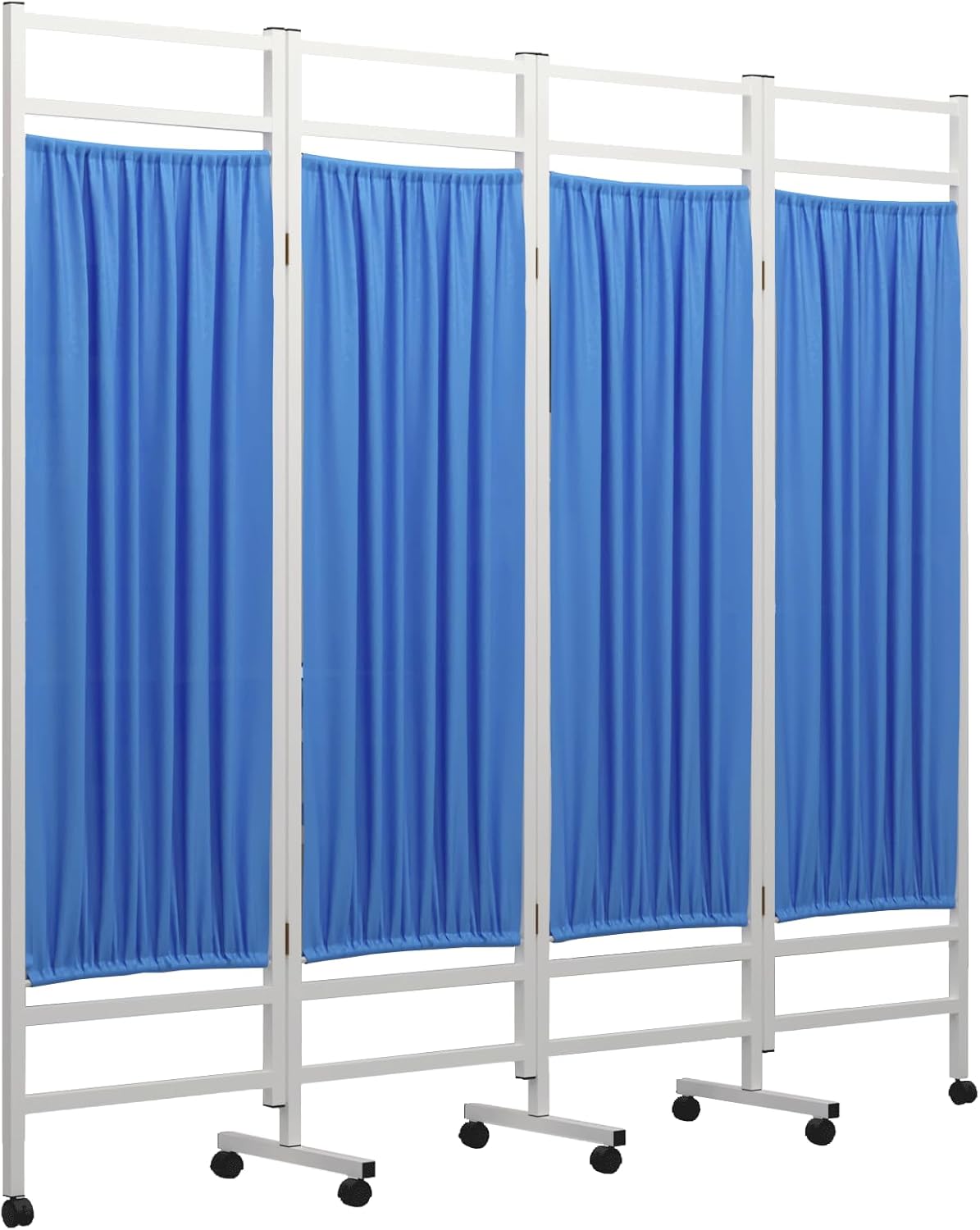Rolling Medical Privacy Screen with Wheels – Flexible, Durable Room Partition (4, Blue)