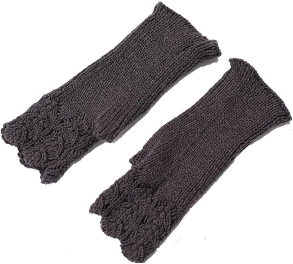 Women Crochet Knitted Gloves Short Arm Warmer Fingerless Mittens Winter Thick Wool Half Finger Gloves