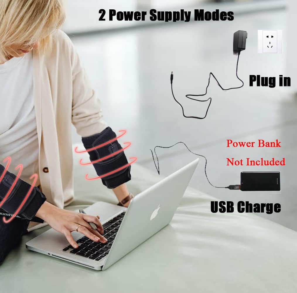 2Pcs Infrared Red Light Thera-py Arm Belt, 660nm and 850nm Red Light Thera-py Arm Wrap with Timer & Brightness Setting Red Light Arm Pad for Arm Knee Shoulder Joints Muscle Pain Relief