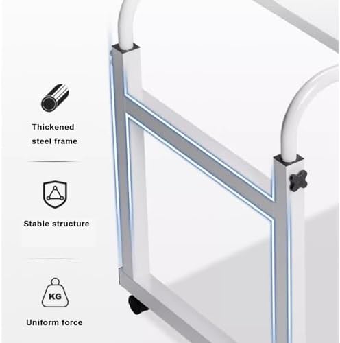 Over Bed Tables，Height and Width Adjustable Rolling Laptop Desk with Wheels Food Tray Desk Rolling Medical Table Stretchable Lazy Design Standing Over Bed Table King Size(Color:Woo